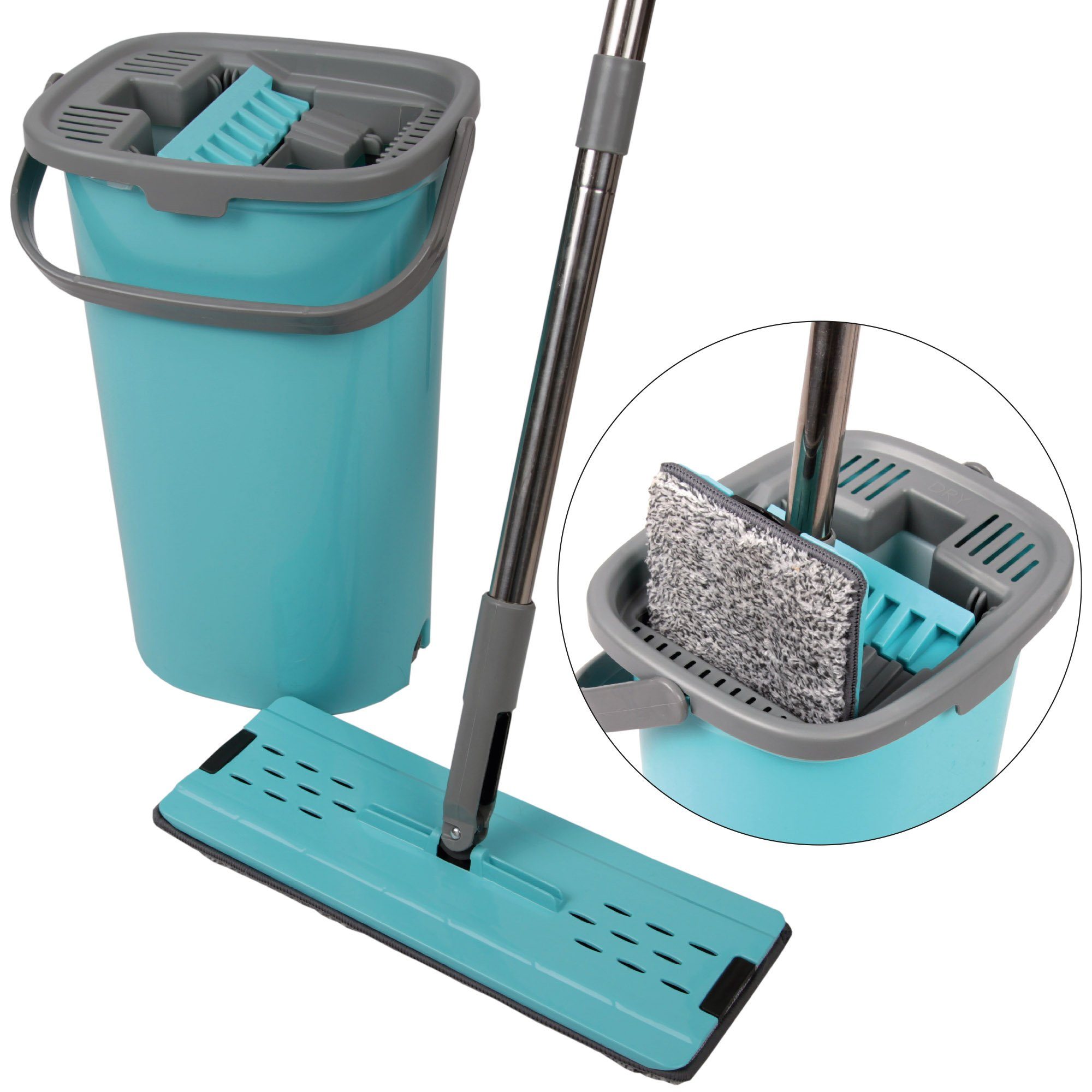 Bestlivings Wischmopp Clever Clean, Bodenwischer Set mit Mikrofaserpad - Wischmop Set mit Eimer