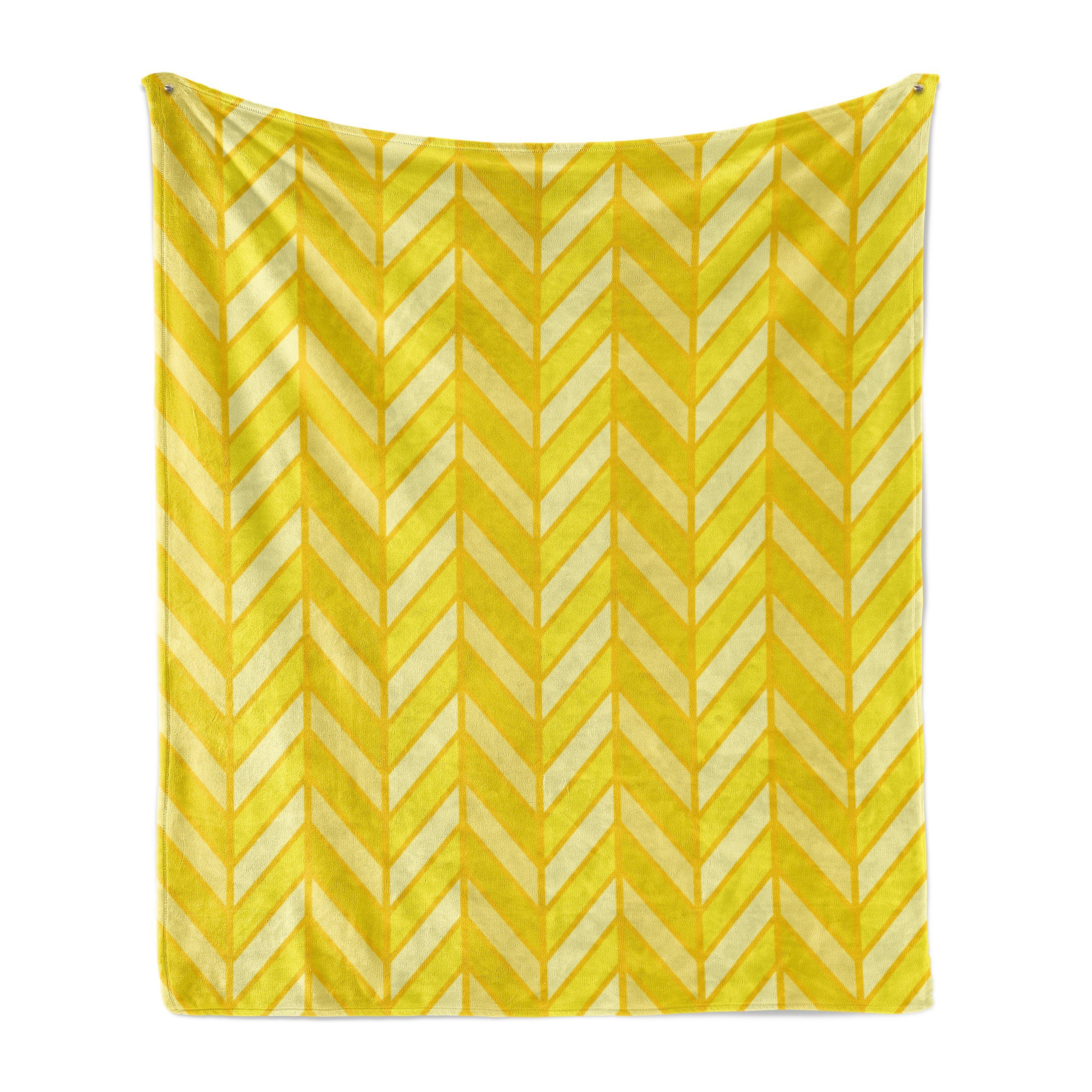 Wohndecke Gemütlicher Plüsch für den Innen- und Außenbereich, Abakuhaus, Yellow Chevron Vertikal Retro