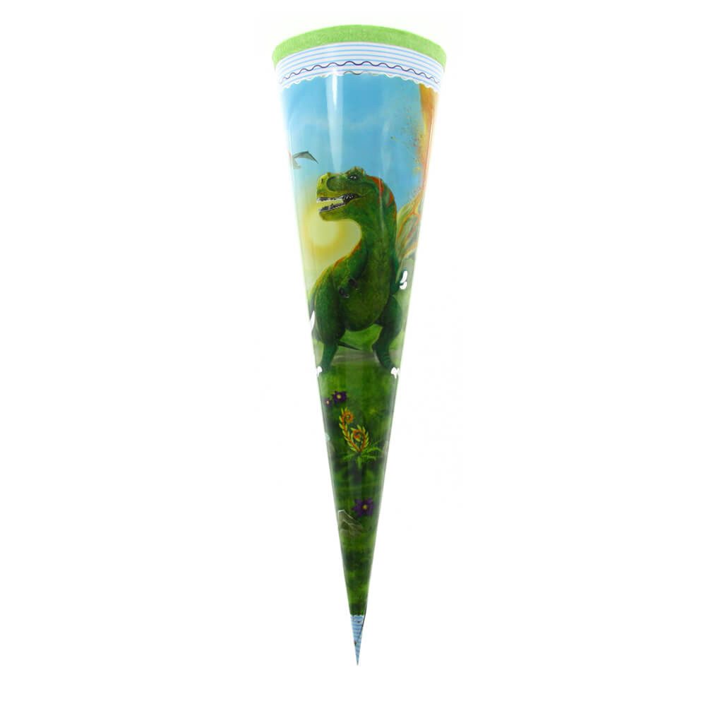 Roth Schultüte Roth Schultüte T-Rex, 50cm, Silberfolie, rund, Tüllverschluss, Verschluss Tüll