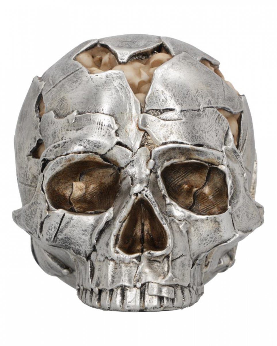 Horror-Shop Dekofigur Silberfarbener Fracture Totenkopf 16cm