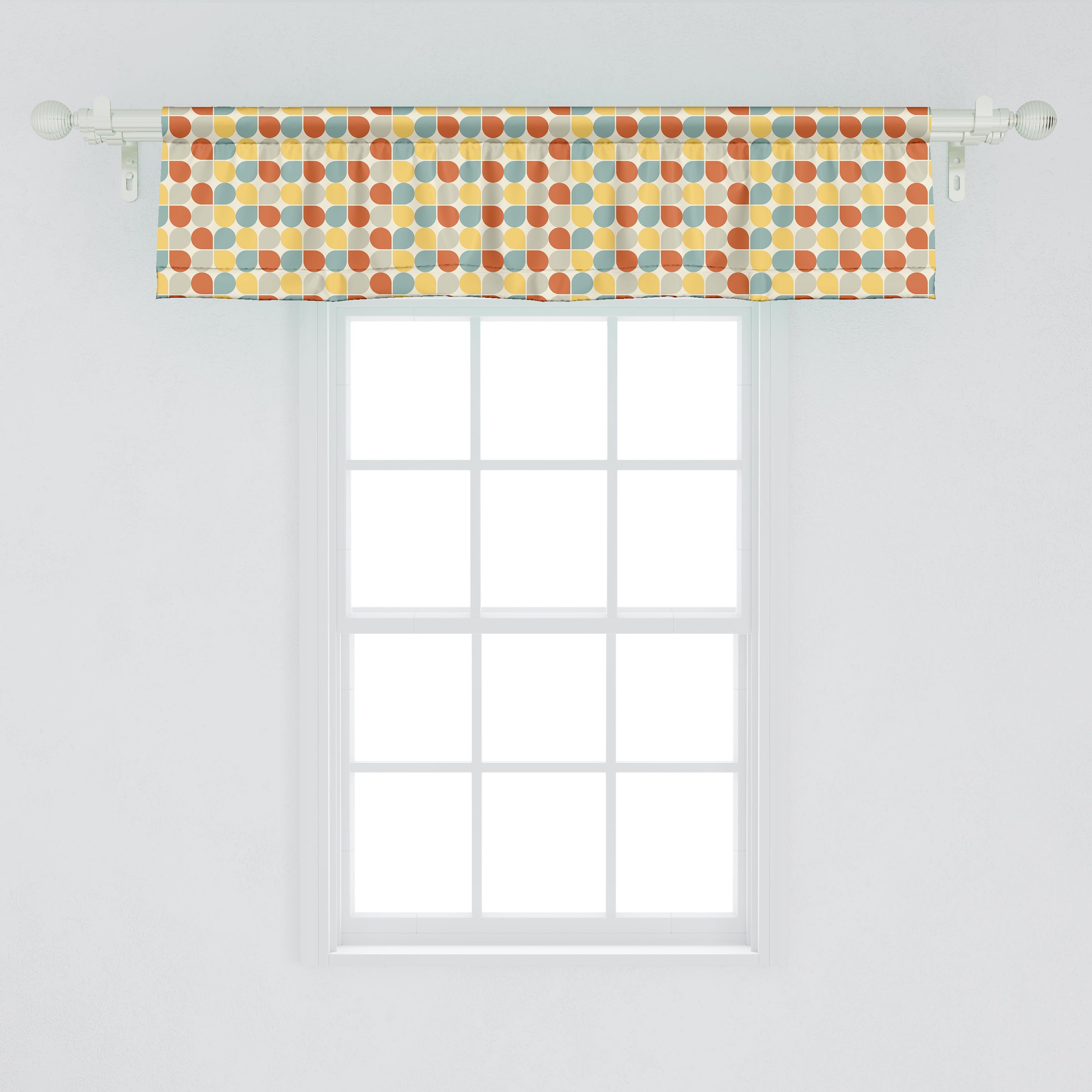 Scheibengardine Vorhang Volant für Retro Dekor Kunst Abakuhaus, Microfaser, Schlafzimmer Geometrisch mit Küche Stangentasche, Formen Abstrakte