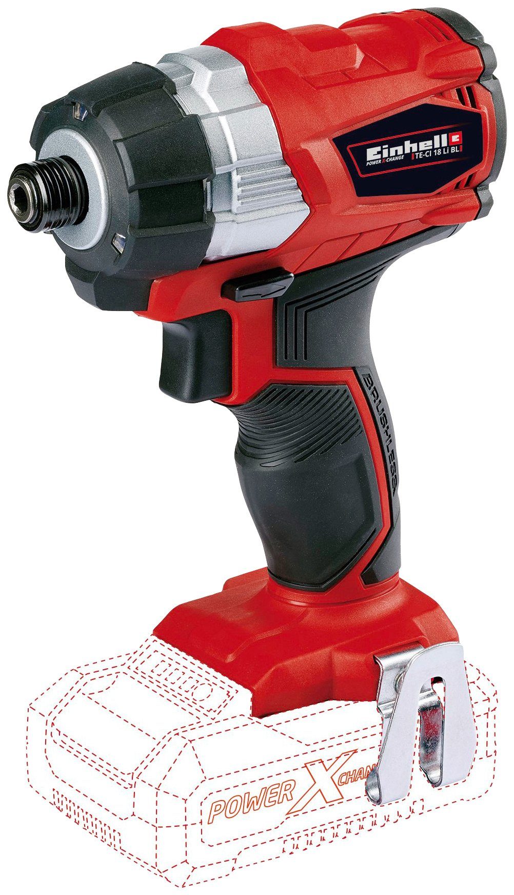 Einhell Akku-Schlagbohrschrauber X-Change, U/min, Ausleuchten zum Li Inklusive Power LED Solo, Licht Akku TE-CI Arbeitsbereichs ohne und max. Ladegerät, Brushless 18 des 2900