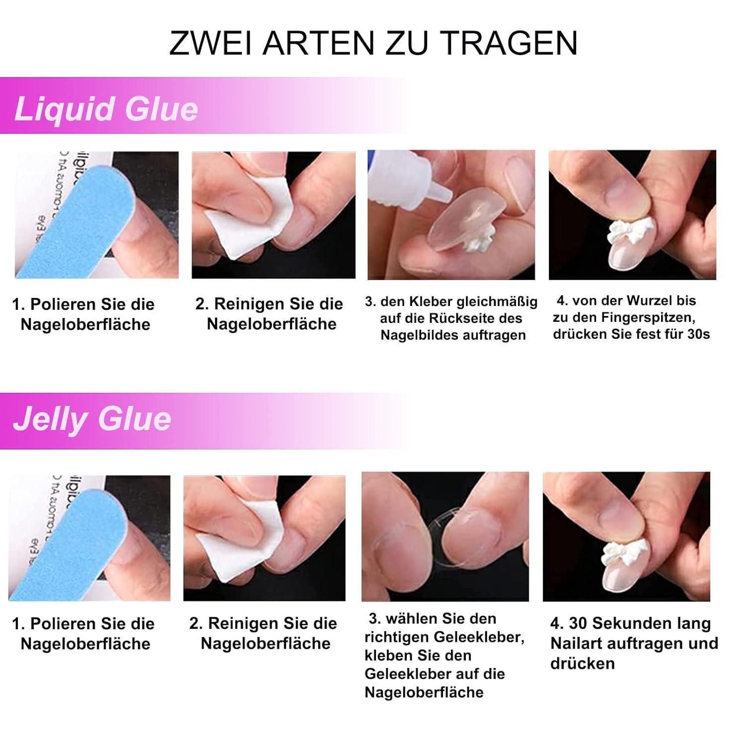 LuxusKollektion Kunstfingernägel Künstliche Fingernägel Stiletto Long Silber Spiegel Chrome AH10