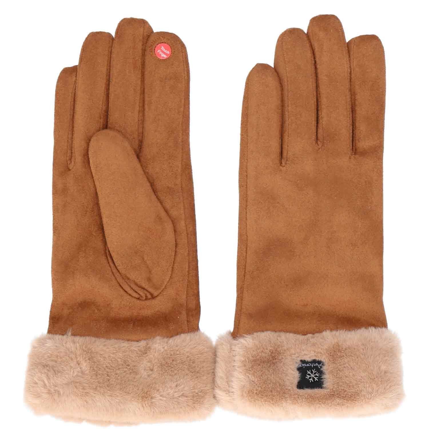 Antonio Strickmütze Antonio Damen Winter Fingerhandschuhe Camel (1-St)