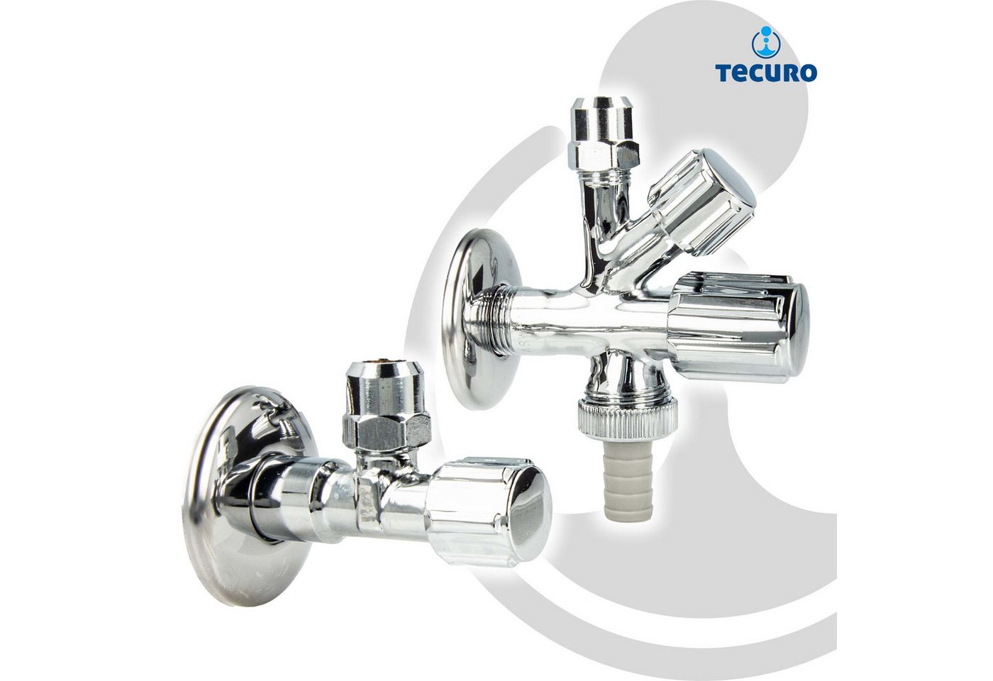 Thumbnail - tecuro Eckventil Kombi-Set, Eckventil & WAS-Ventil 1/2 Zoll (selbstdichtend)