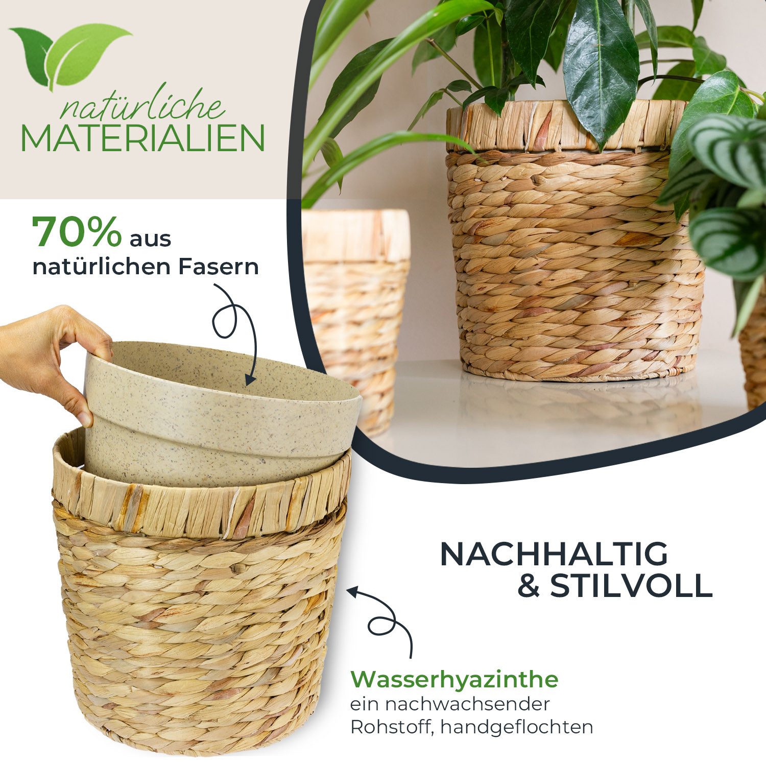 HMF Wasserhyazinthentopf Innovativer Blumentopf geflochten aus günstig online kaufen