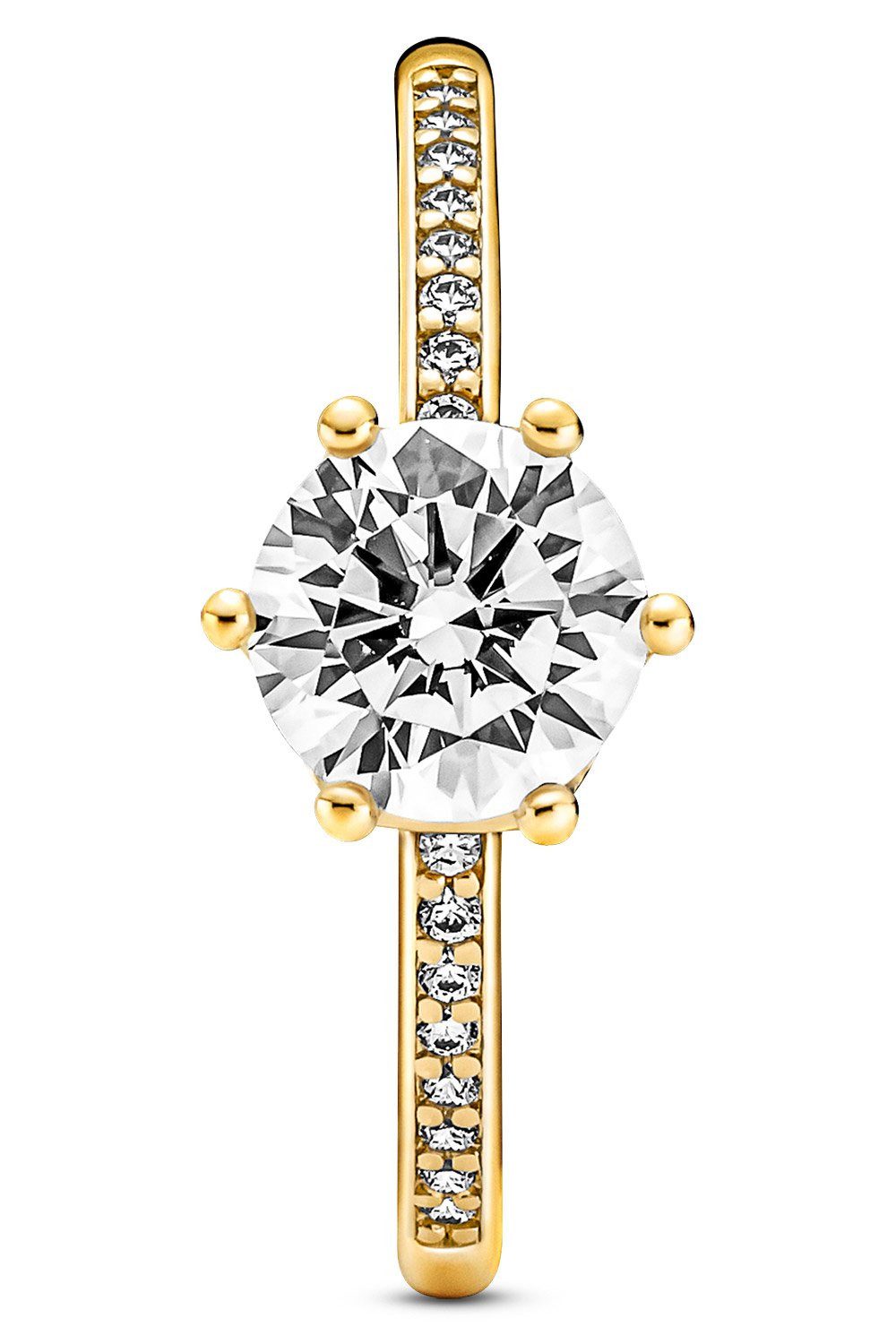 Pandora Solitärring für Funkelnde Krone Goldfarben
