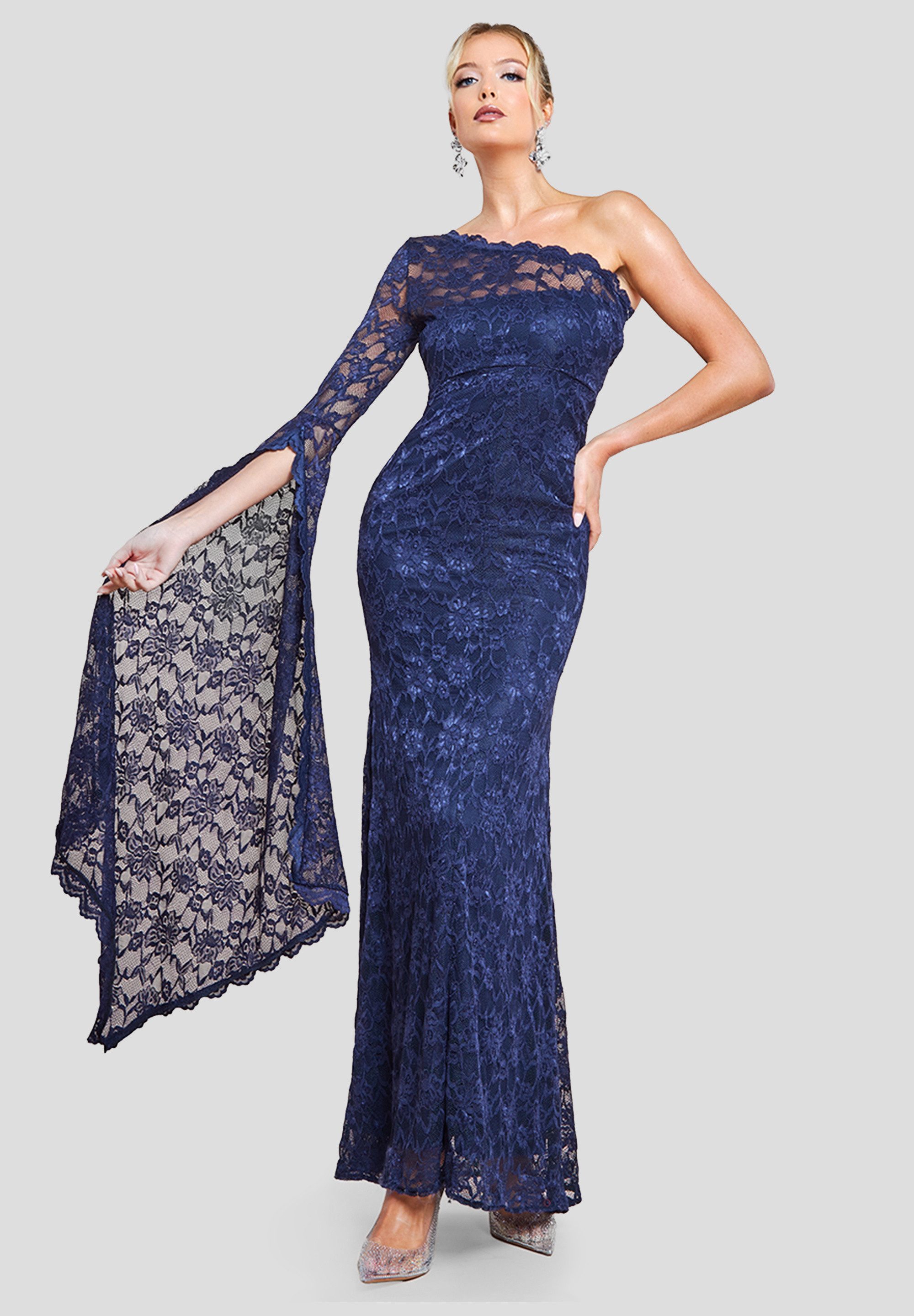 Goddiva Maxikleid One Shoulder Scalloped Neck günstig online kaufen