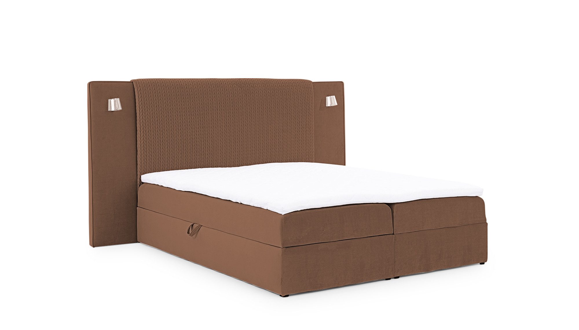 Fun Möbel Boxbett Bett MARTEN in Stoff Magic Velvet Set.1 (Inkl. Bettkästen und Kaltschaumtopper), Ambiente-Beleuchtung mit Touch Funktion im Kopfteil