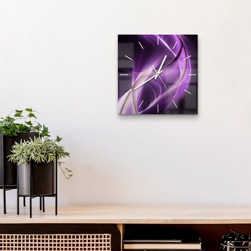 DEQORI Wanduhr 'Ultraviolettes Lichtspiel' (Glas Glasuhr modern Wand Uhr Design Küchenuhr)