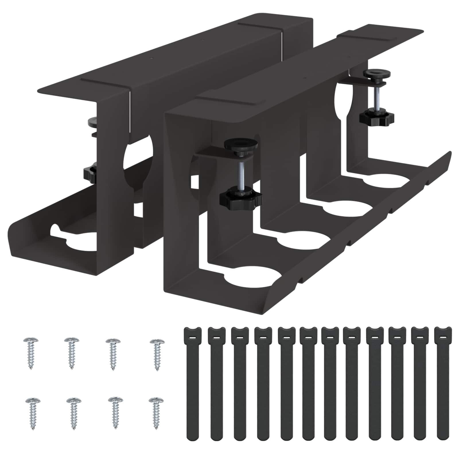 vidaXL Kabelzubehör Unter dem Schreibtisch Kabelmanagement Tray 2 Stk. Schwarz, (2-tlg)
