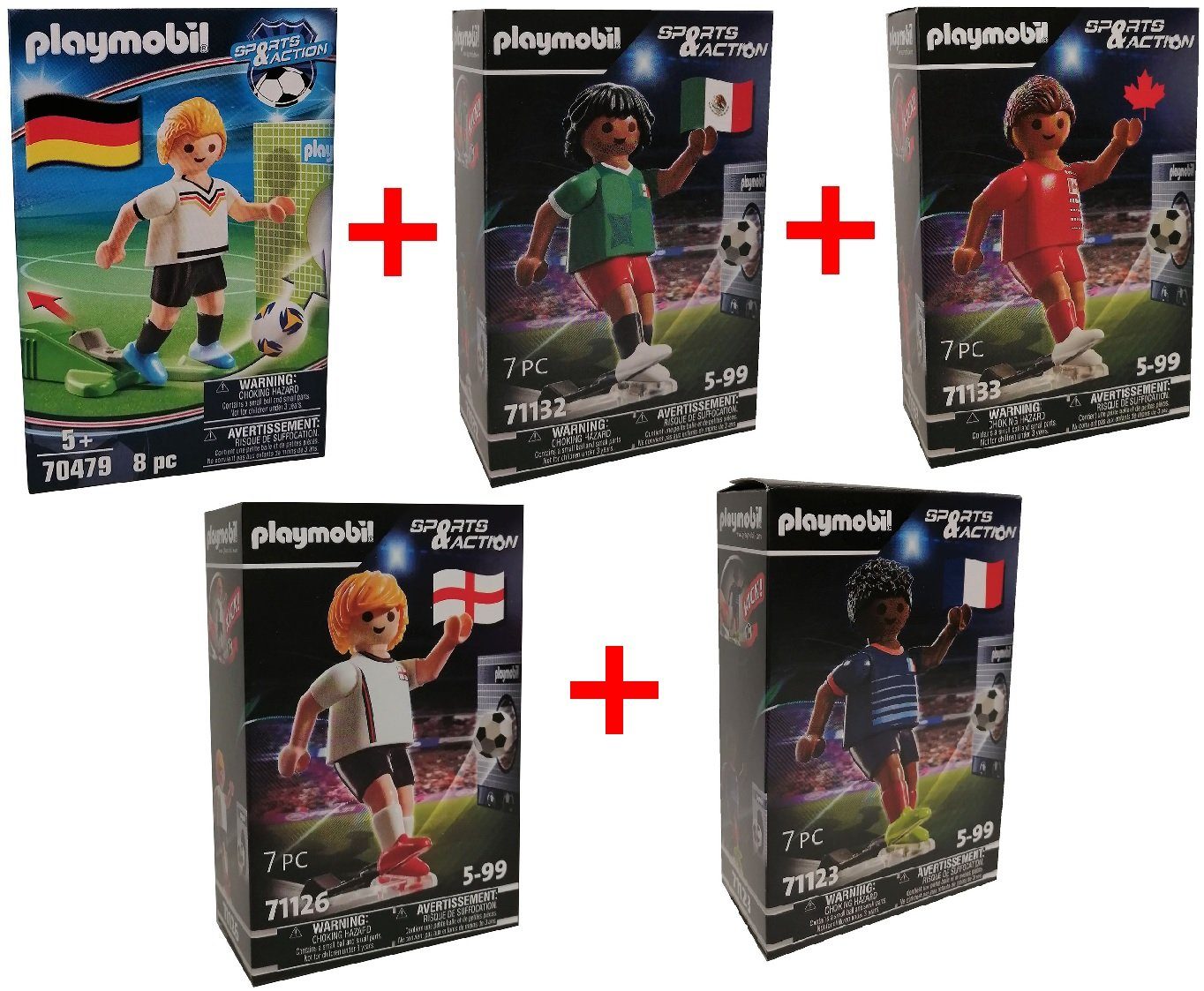 Playmobil® Spielfigur Playmobil 5er-Pack Sports & Action Nationalspieler mit Trikot und Kick