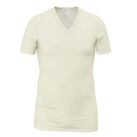 HERMKO Unterhemd 40488 Herren kurzarm Shirt mit V-Ausschnitt aus Wolle / Tencel