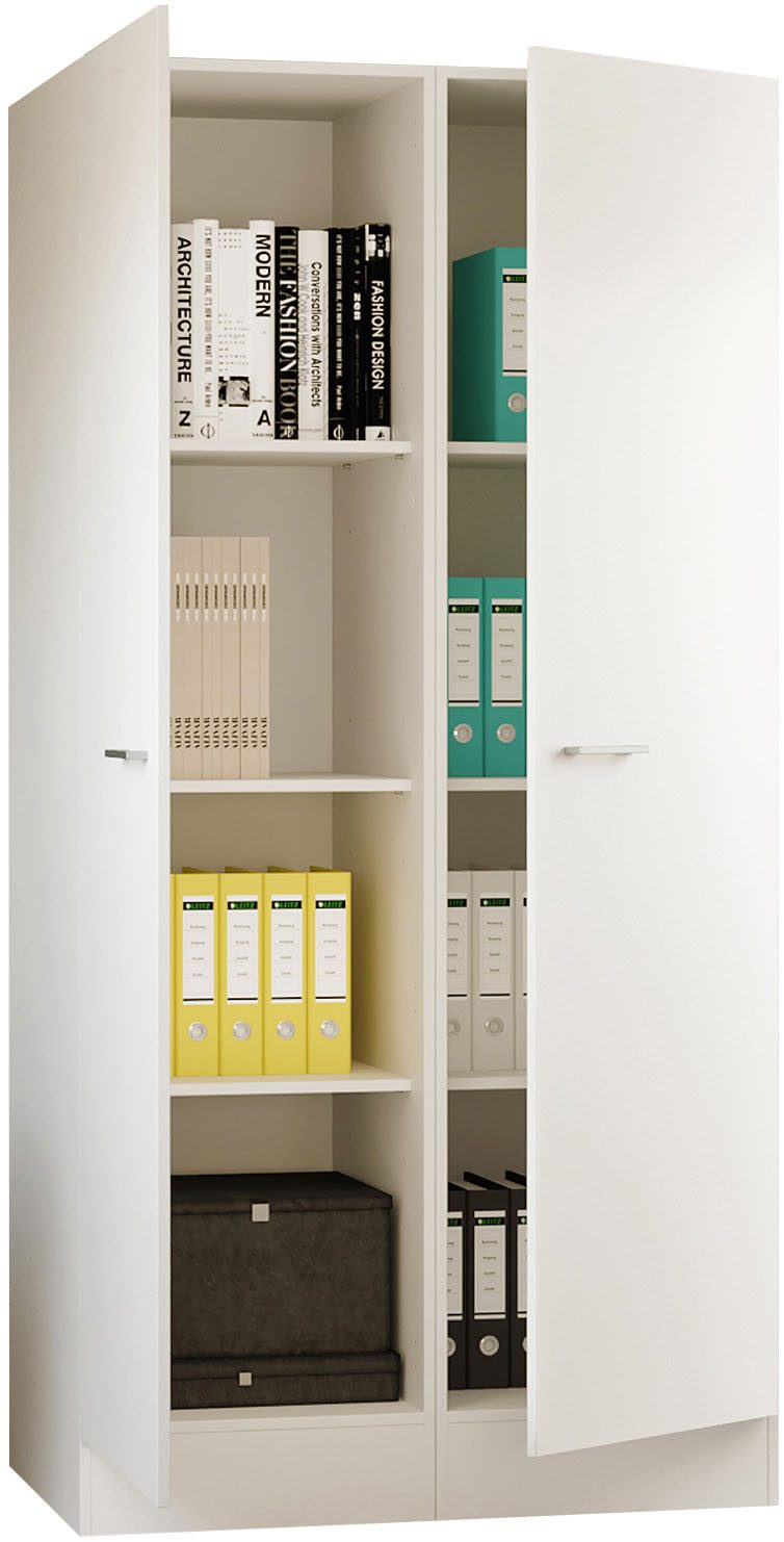 Flex-Well Mehrzweckschrank-Set LUCCA, 2-teilig, Büro, Ankleide, Küche oder Werkstatt.., Breite 100 cm, (Komplett-Set, 2-St., bestehend aus: 2 Vorratsschränken mit jeweils 4 großen Fächern), Kombination aus 2 Vorratsschränken