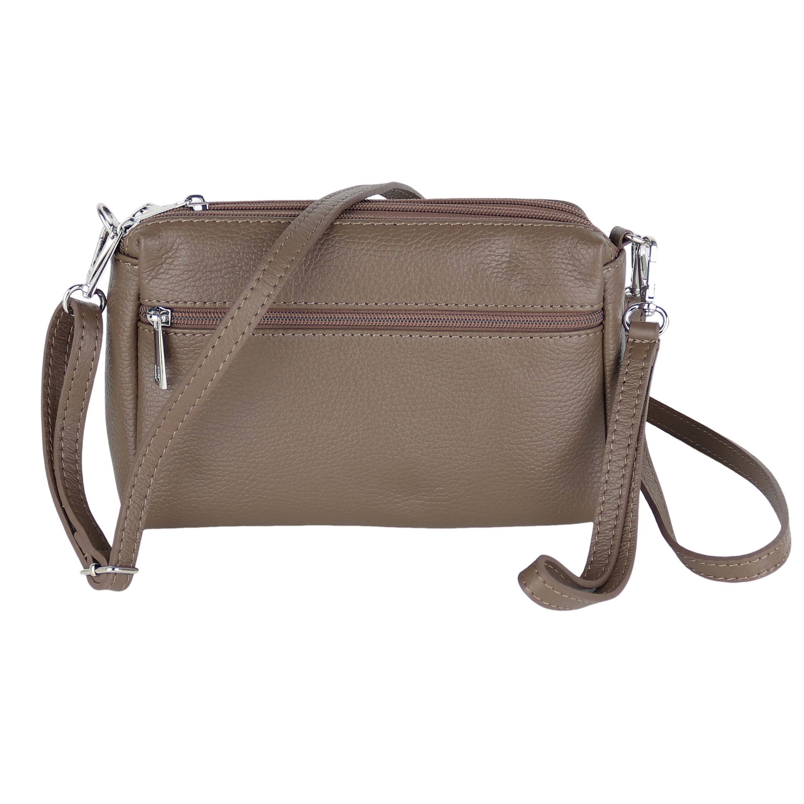 MIRROSI Umhängetasche Damen Crossbody Bag, aus Echtleder,Made in Italy (verstellbaren Schulterriemen), 3 Fächer, (24x16x6cm)