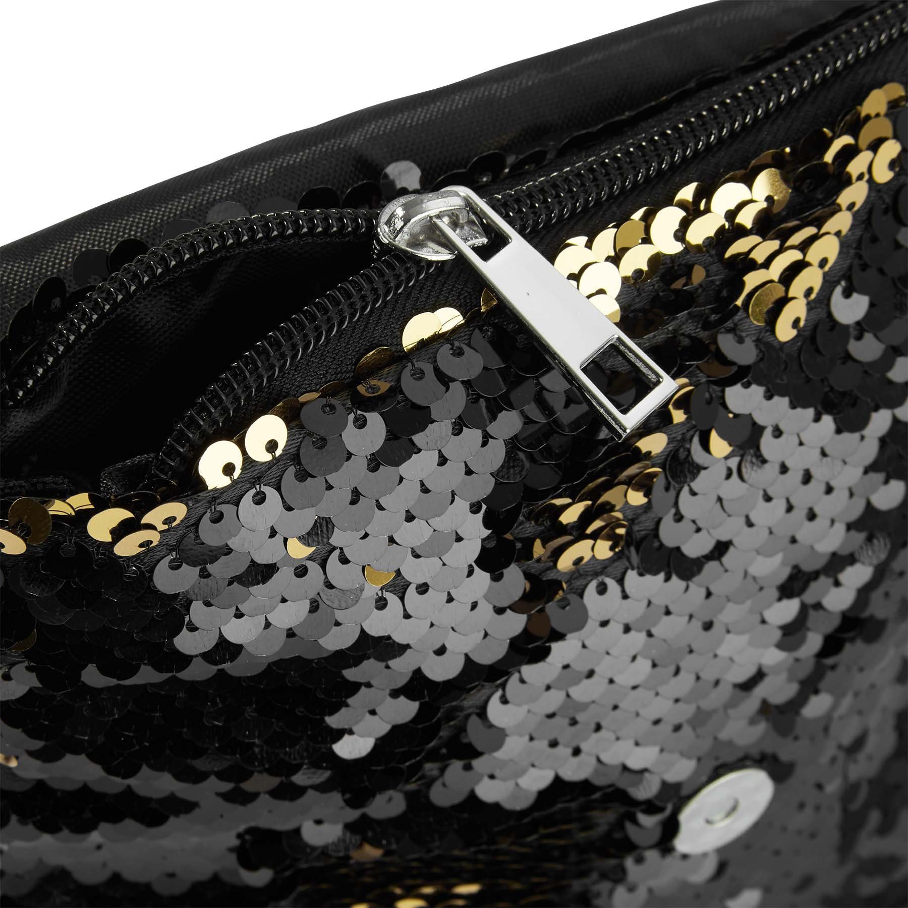 dressforfun Henkeltasche Handtasche mit Wendepailletten, Innenmaß ca. 17 x 1,5 x 19 cm (Tragetasche, Konfektionsgröße 0 in schwarz), Clutch/Umhängetasche, Reißv – Bild 2 von 3