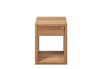 Woodek Design Nachttisch HUGO 30, Schwebendes Wandregal mit Schublade (Ablagetisch aus unbehandeltem Eichenholz, 1-St., Funktionaler Beistelltisch), Skandinavischer Wandschrank