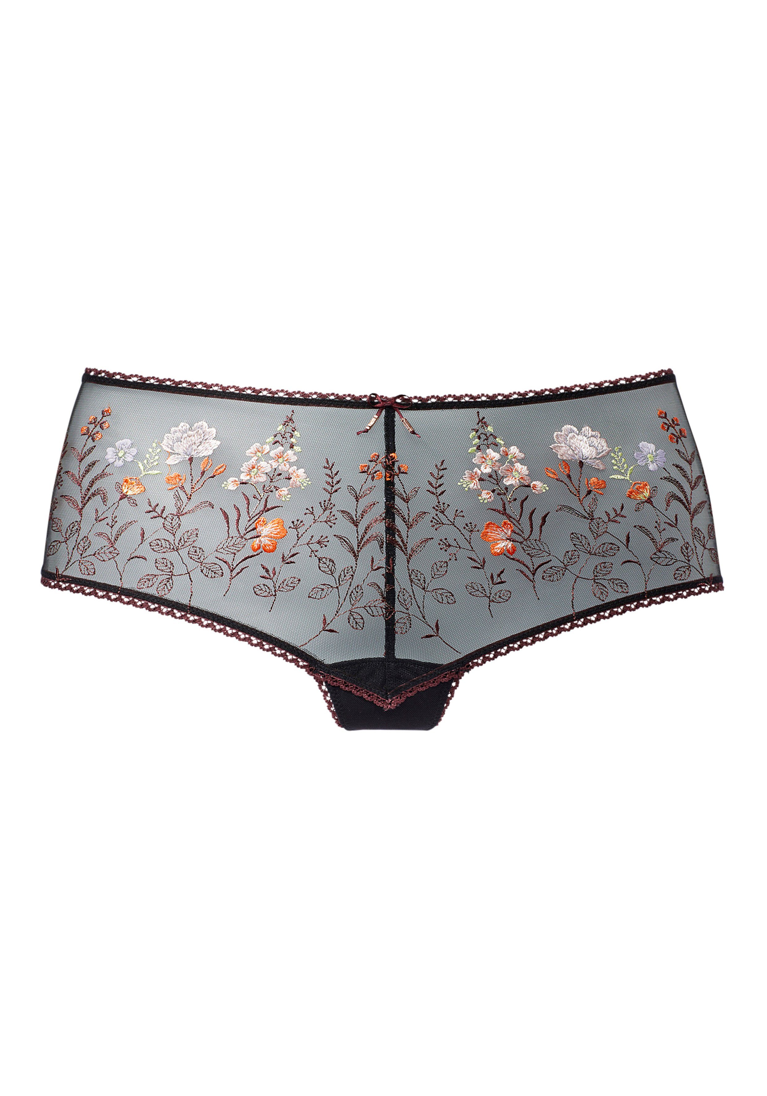 LASCANA Stringpanty Maria mit aus Blumen Stickereispitze bunten schwarz-bunt