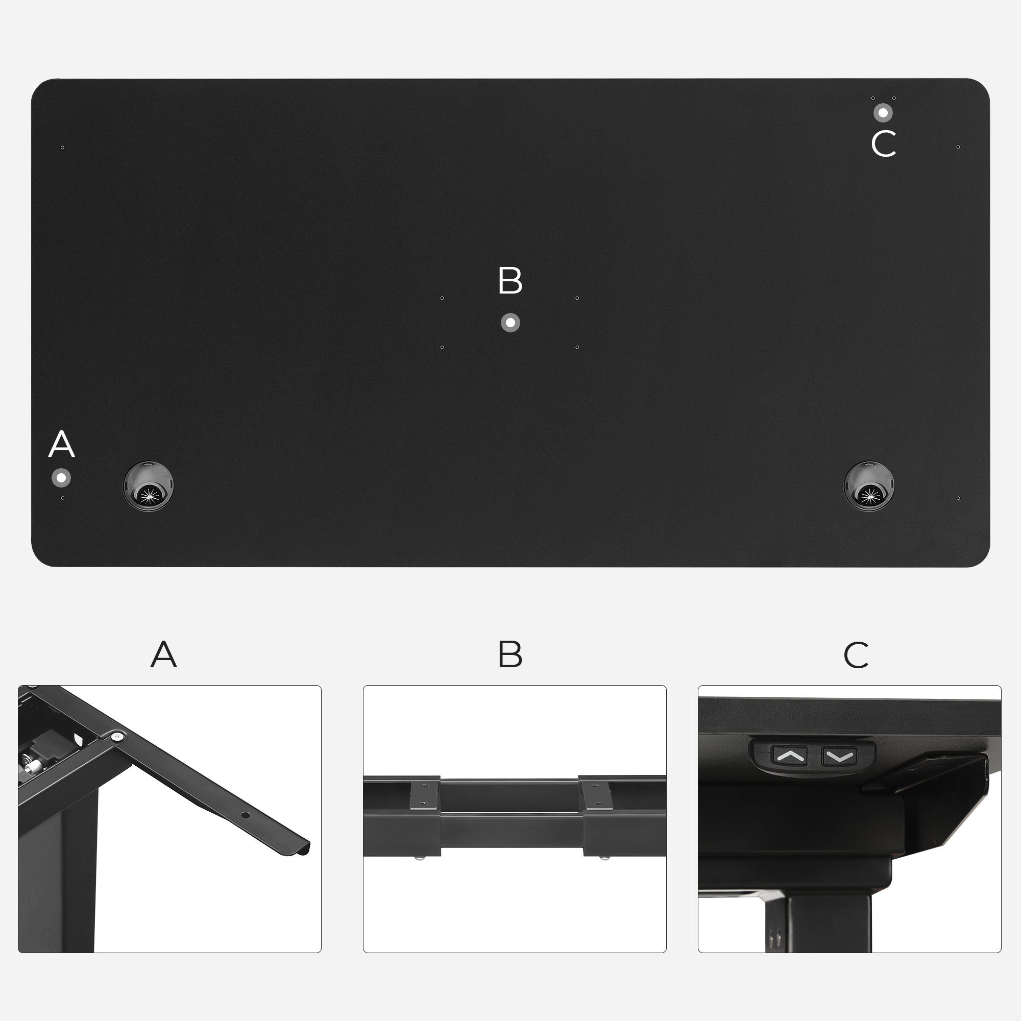 Schreibtisch Ohne SONGMICS elektrischen, Schreibtischplatte Tischplatte für schwarz Tischgestell