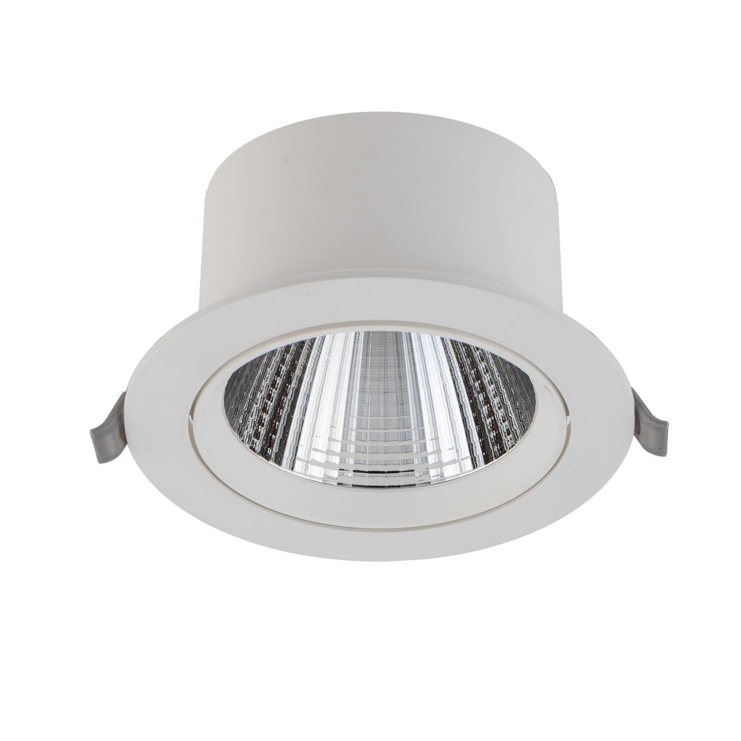 Licht-Erlebnisse Einbauleuchte ELARON, LED fest integriert, Neutralweiß, LED rund Ø 14 cm in Weiß Silber neutralweißes Licht 4000 K 1200 lm