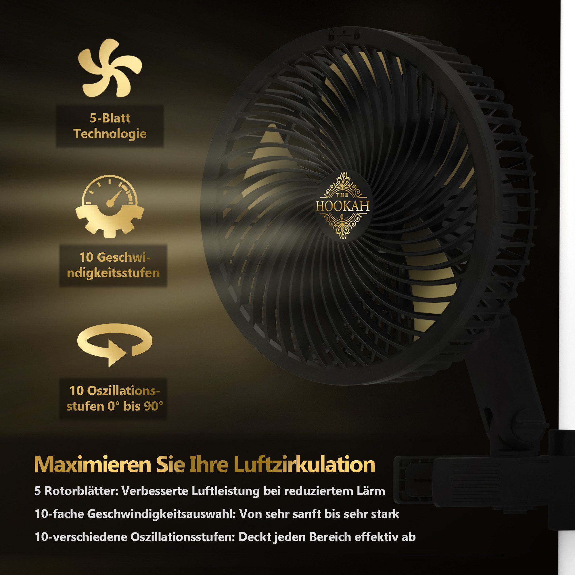 THE HOOKAH Bodenventilator GROW JET PRO EC-Motor 8W Ventilator Oszillierend günstig online kaufen