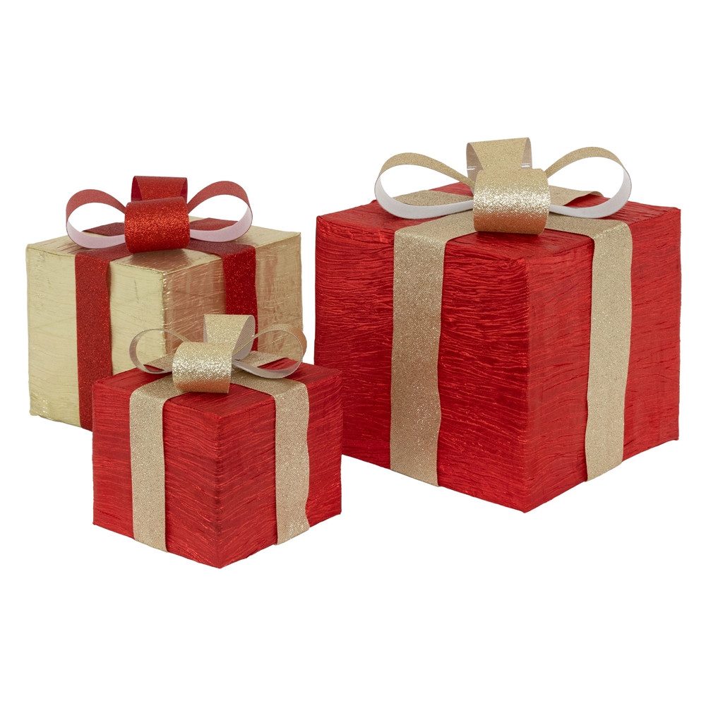 ECD Germany Weihnachtsfigur LED Dekolicht Weihnachtsdekoration Geschenkboxen Weihnacht Dekoobjekt, Lichtergeschenkboxen mit 20/30/40 LEDs inkl. Timer für Innen Warmweiß