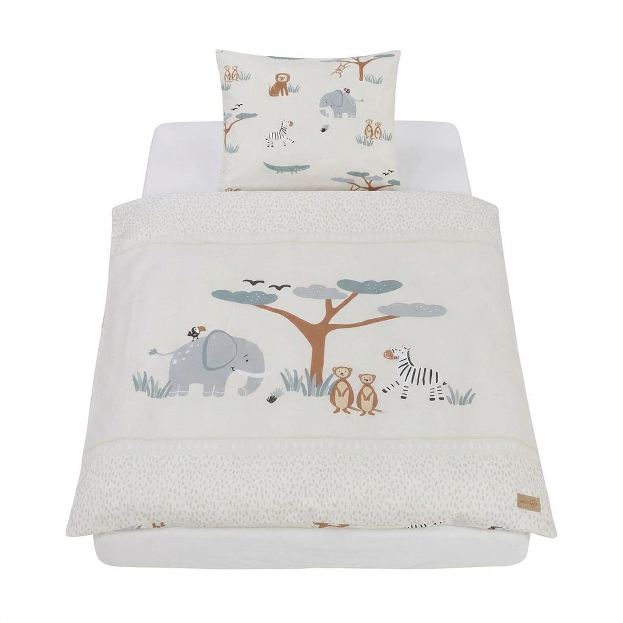 roba® Babybettwäsche Savanna Friends - Bettwäsche 80 x 80 cm oder 100 x 135 cm, Baumwolle, niedliche Tiermotive - 100% Baumwolle