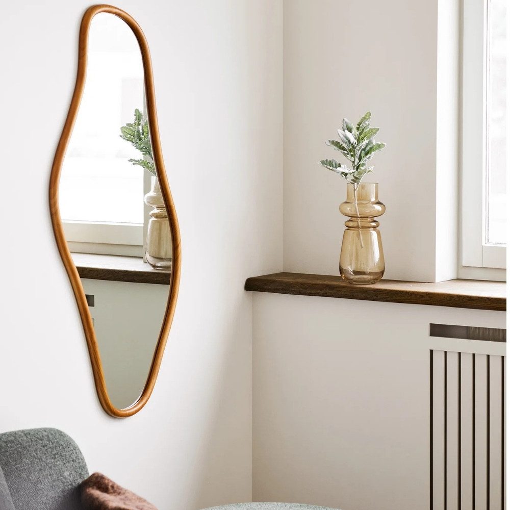 LebensWohnArt Wandspiegel Wandspiegel RECTORY 120x60 cm mit organischem Holzrahmen Natur