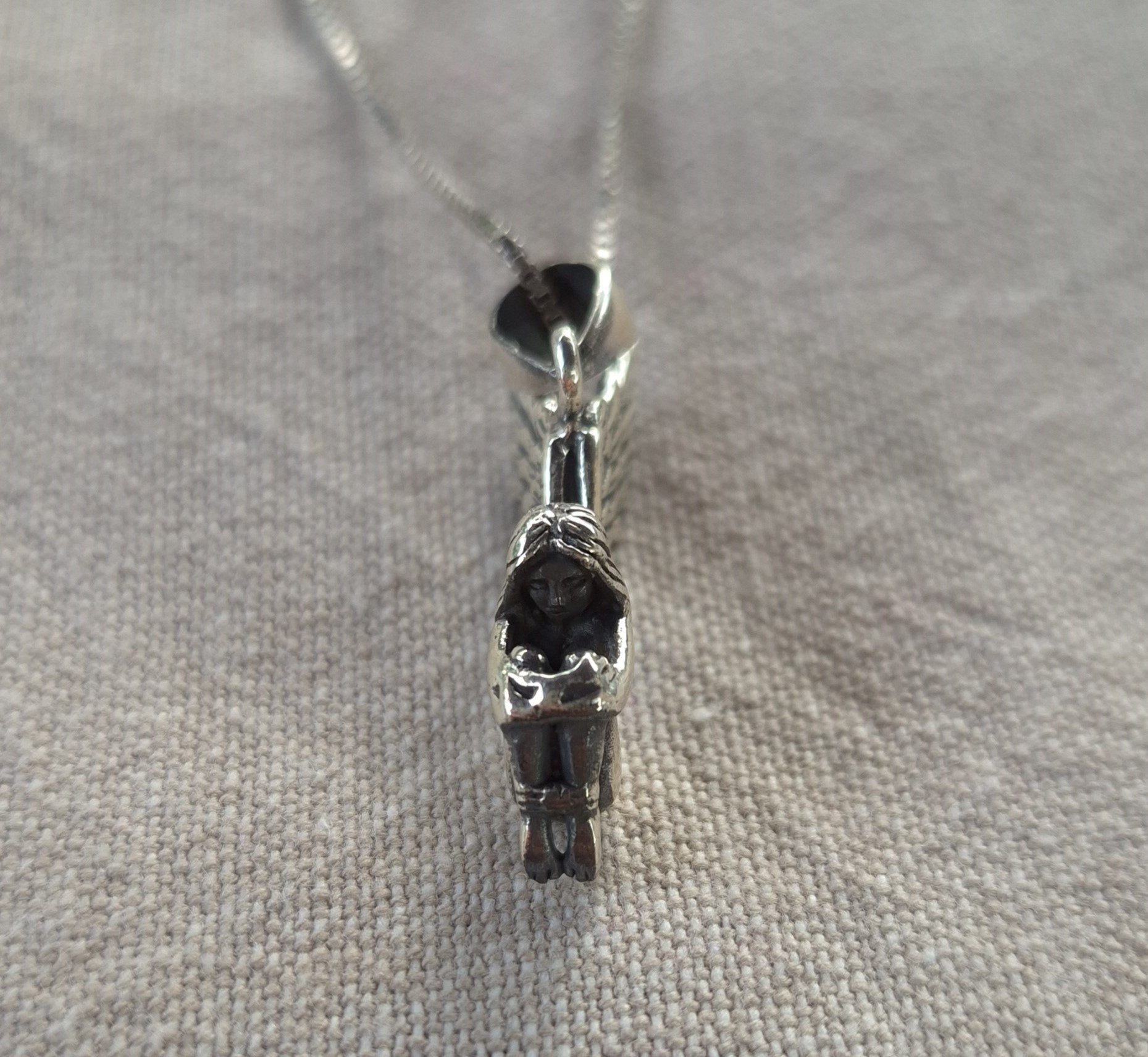 NAHLE Kette mit Anhänger Silberkette 925 Engel Silber (2-tlg)