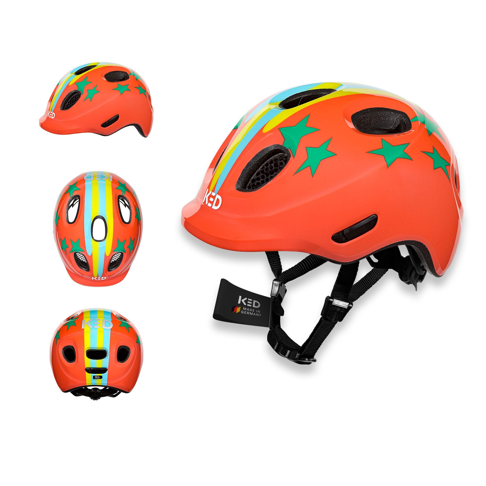 KED Kinderhelm Meggy Spark Kinderfahrradhelm, Inmold, 360° Verstellsystem, Reflektoren, Insektenschutznetz