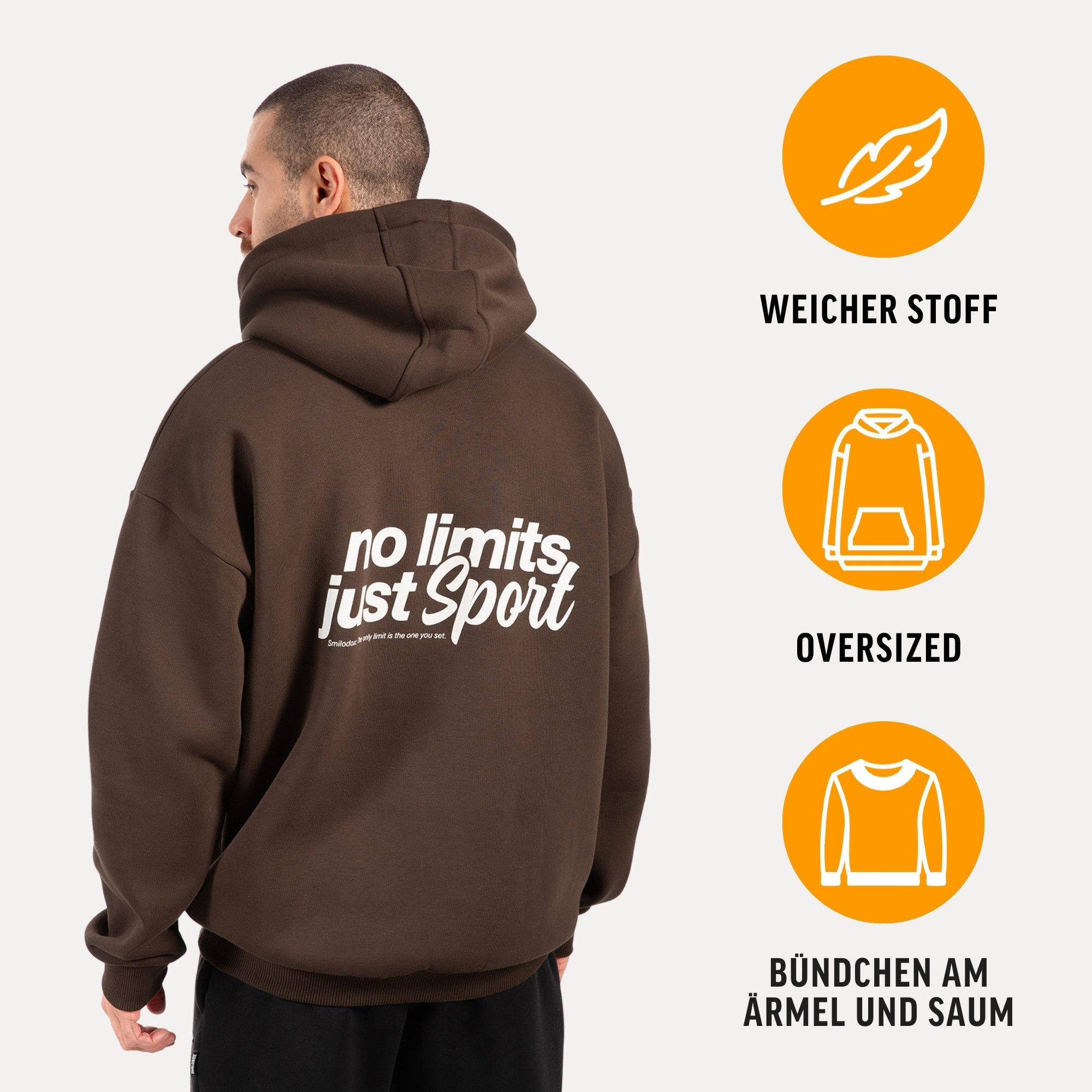 Smilodox Hoodie Fortes, Oversize Kapuzenpullover mit großem Back Print, Swe günstig online kaufen