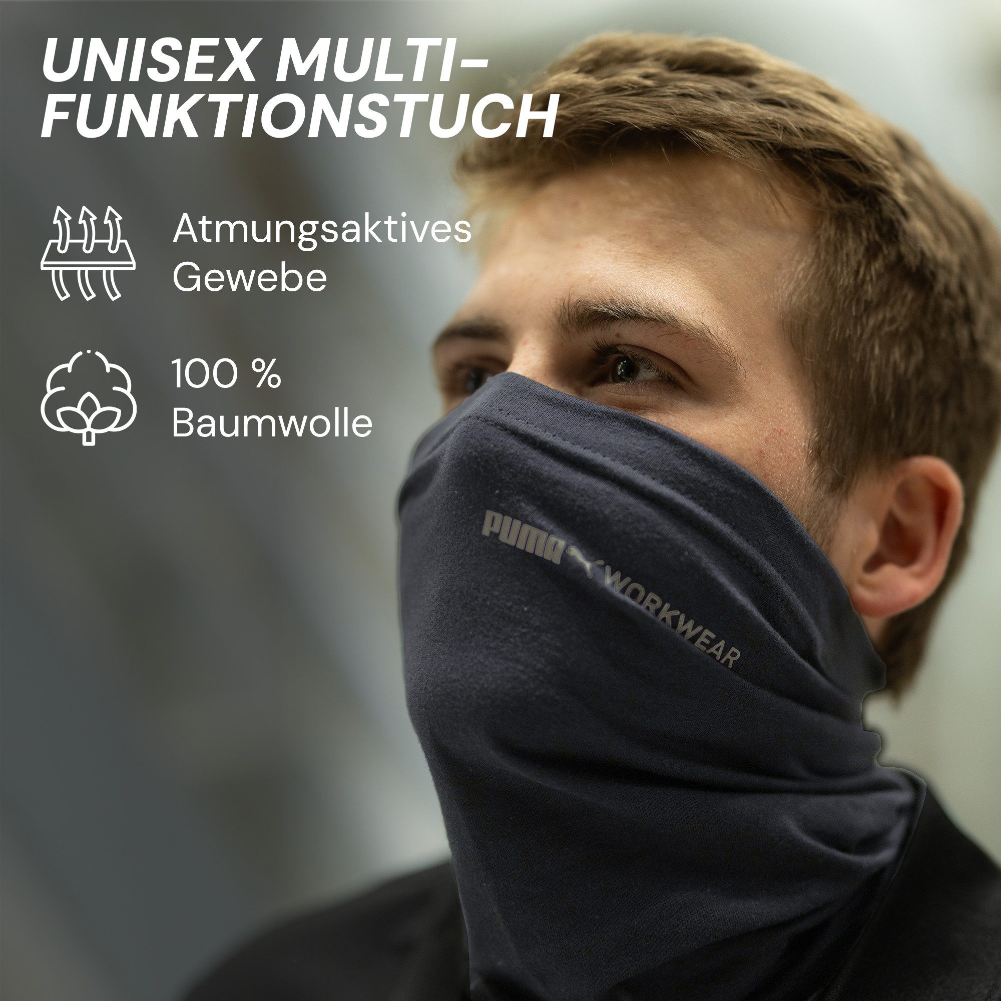 PUMA Workwear Multifunktionstuch - Schlauchschal, Halswärmer - Winddicht - Ideal für die Outdoor Arbeit, Schutz vor UV, Insekten, Wind, Staub und verhindert Brillenbeschlagen