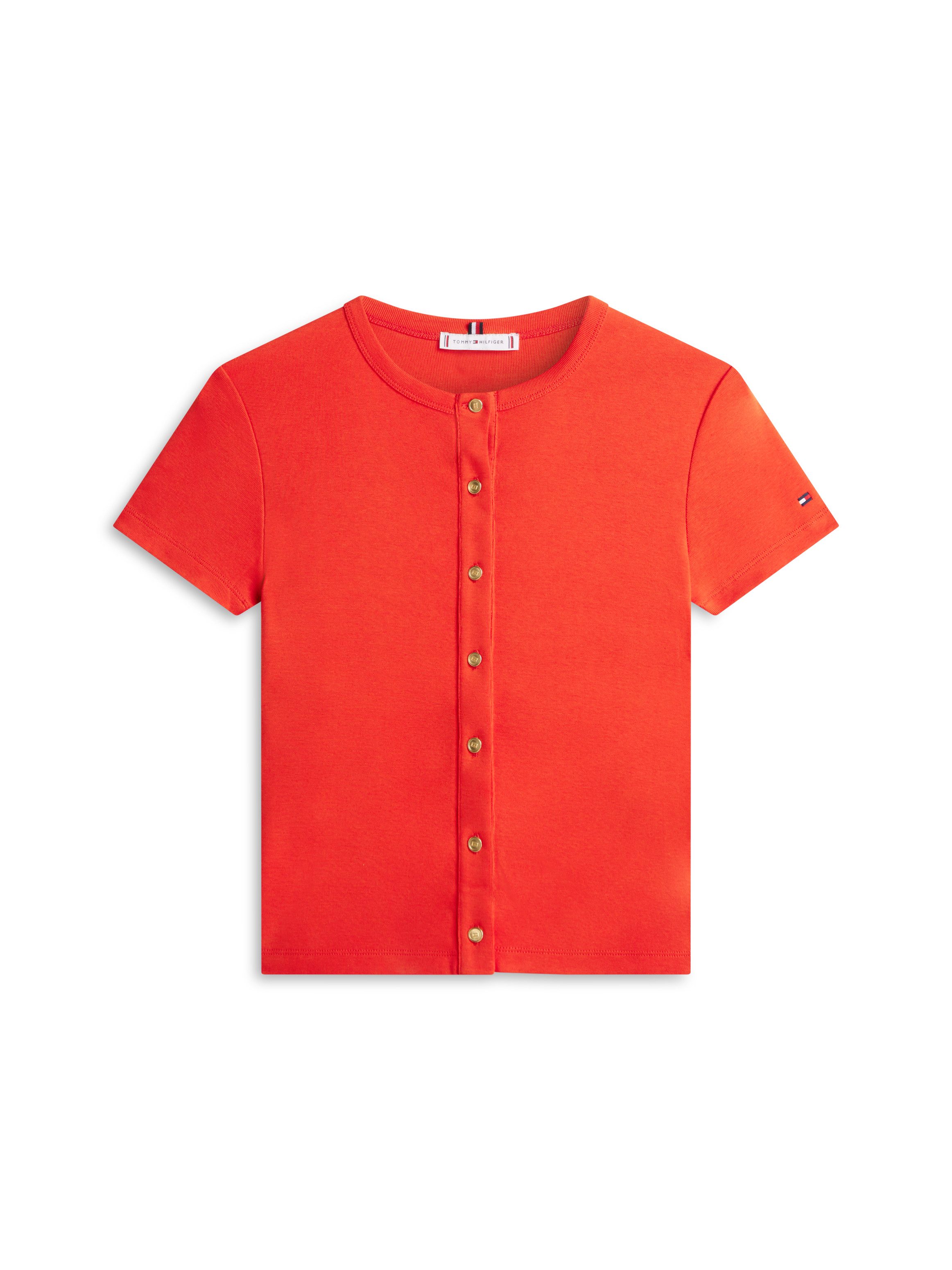 Tommy Hilfiger Kurzarmshirt GOLD BUTTON SLIM SS TEE – Bild 4 von 5