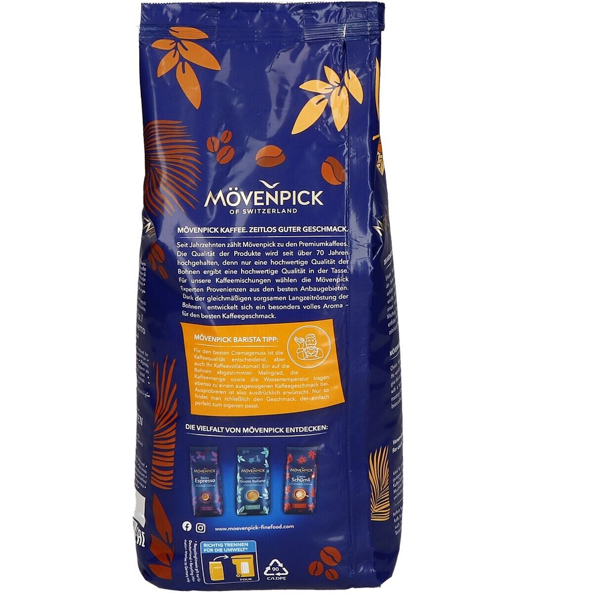 Mövenpick Kaffee Caffè Crema, 1000 g, ganze Bohnen