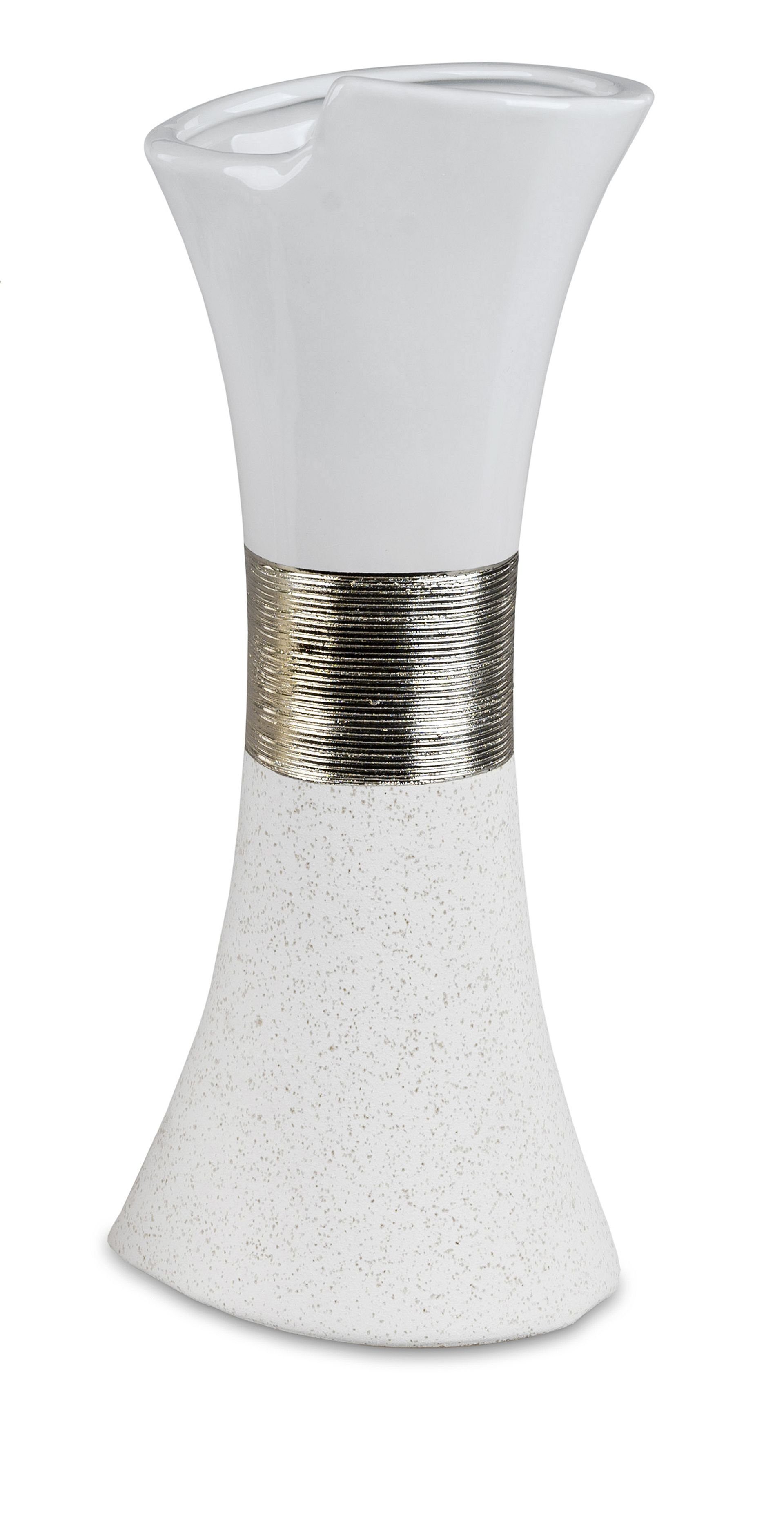 formano Dekovase Formano Vase Tischvase Weiß Cremeweiß mit Goldband in 2 Gr günstig online kaufen