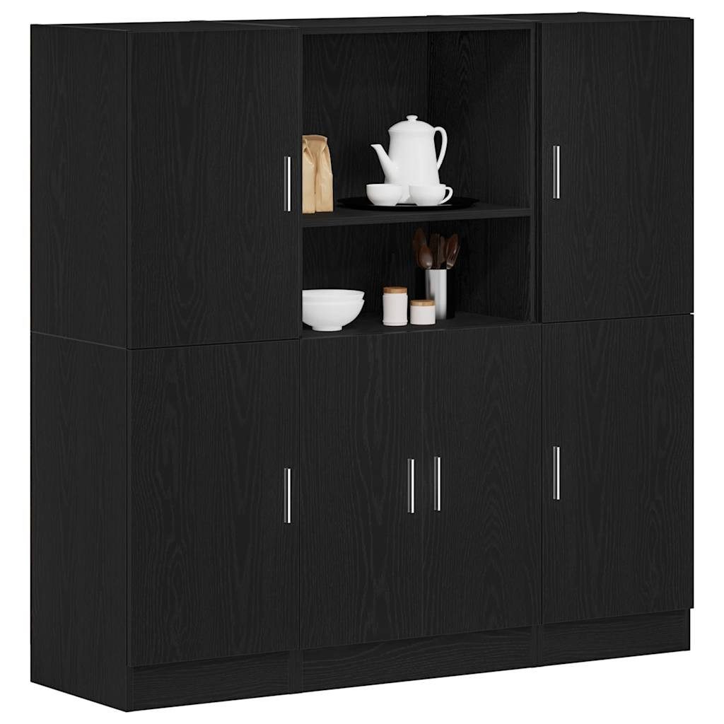 vidaXL Regal 3-tlg. Küchenschrank-Set Schwarz Holzwerkstoff, günstig online kaufen