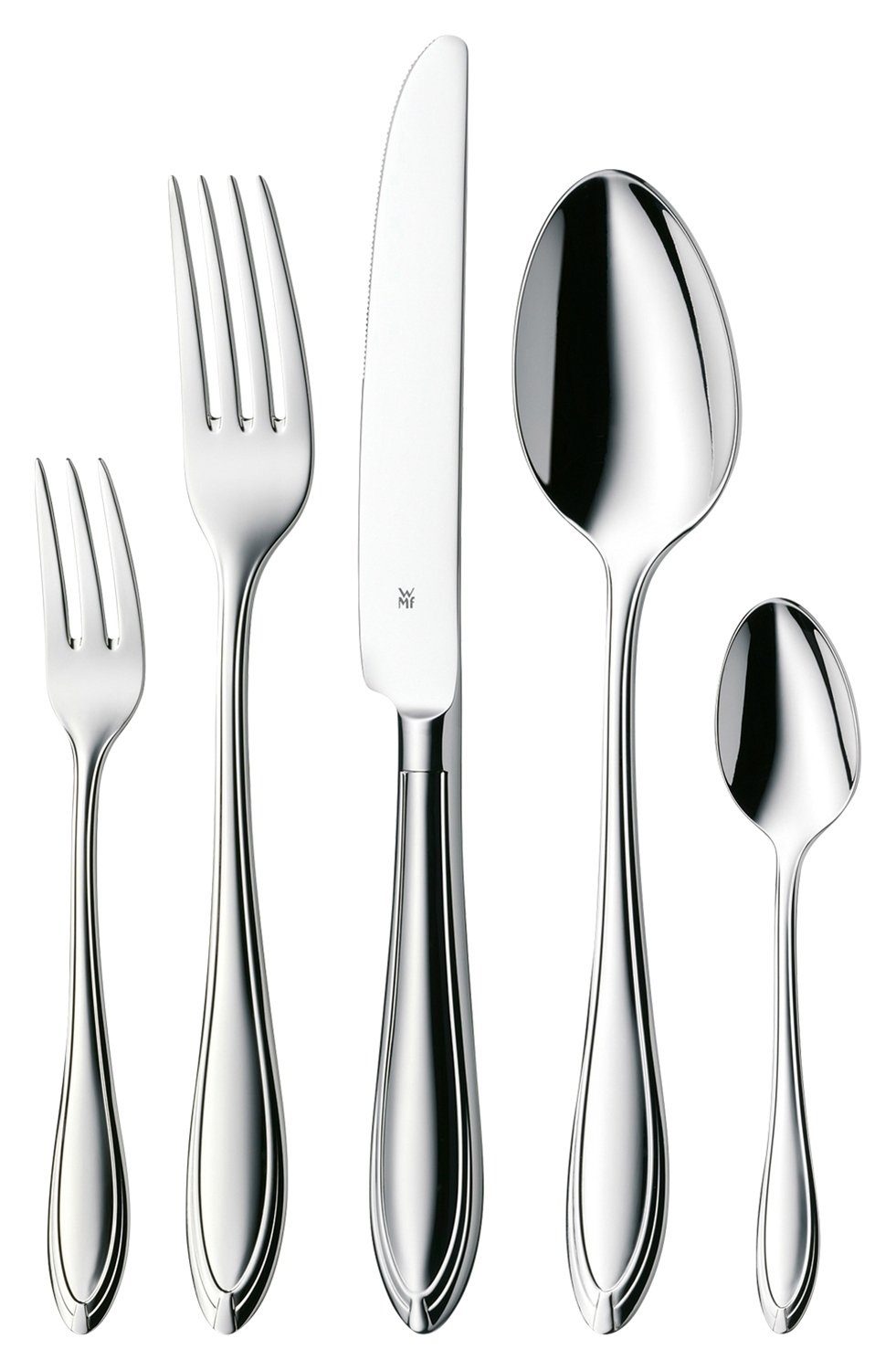 WMF Besteck-Set VERONA, 60-teilig, für 12 Personen, Poliert, (60-tlg), 12 Personen, Cromargan® Edelstahl Rostfrei 18/10, Cromargan Edelstahl 18/10, Messer aus Klingenstahl