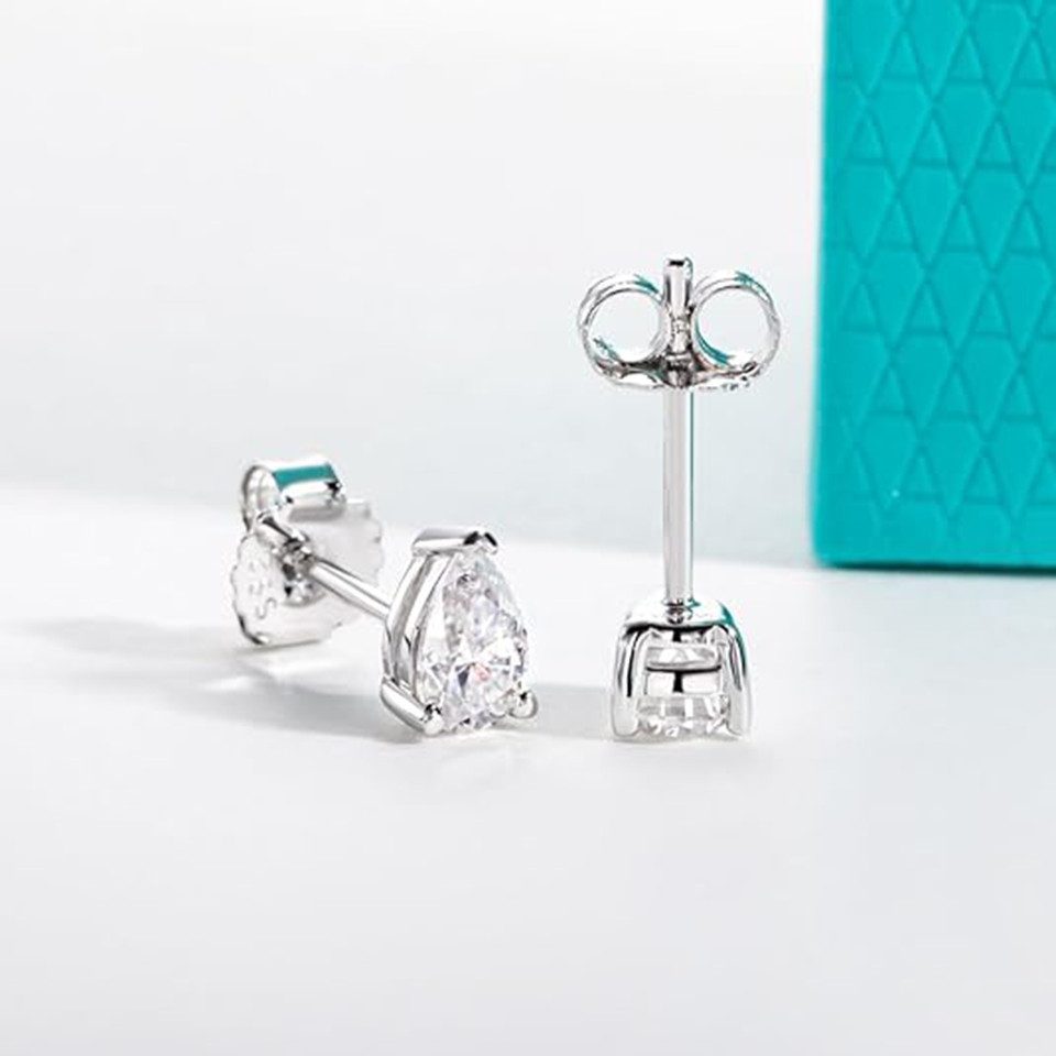 Jumpeak Paar Ohrstecker Wassertropfen-Diamantohrringe,schlichte Diamantohrringe,1ct/1,5ctD,VS1, 585 Gold, ein Geschenk für sich selbst, Geburtstagsgeschenk