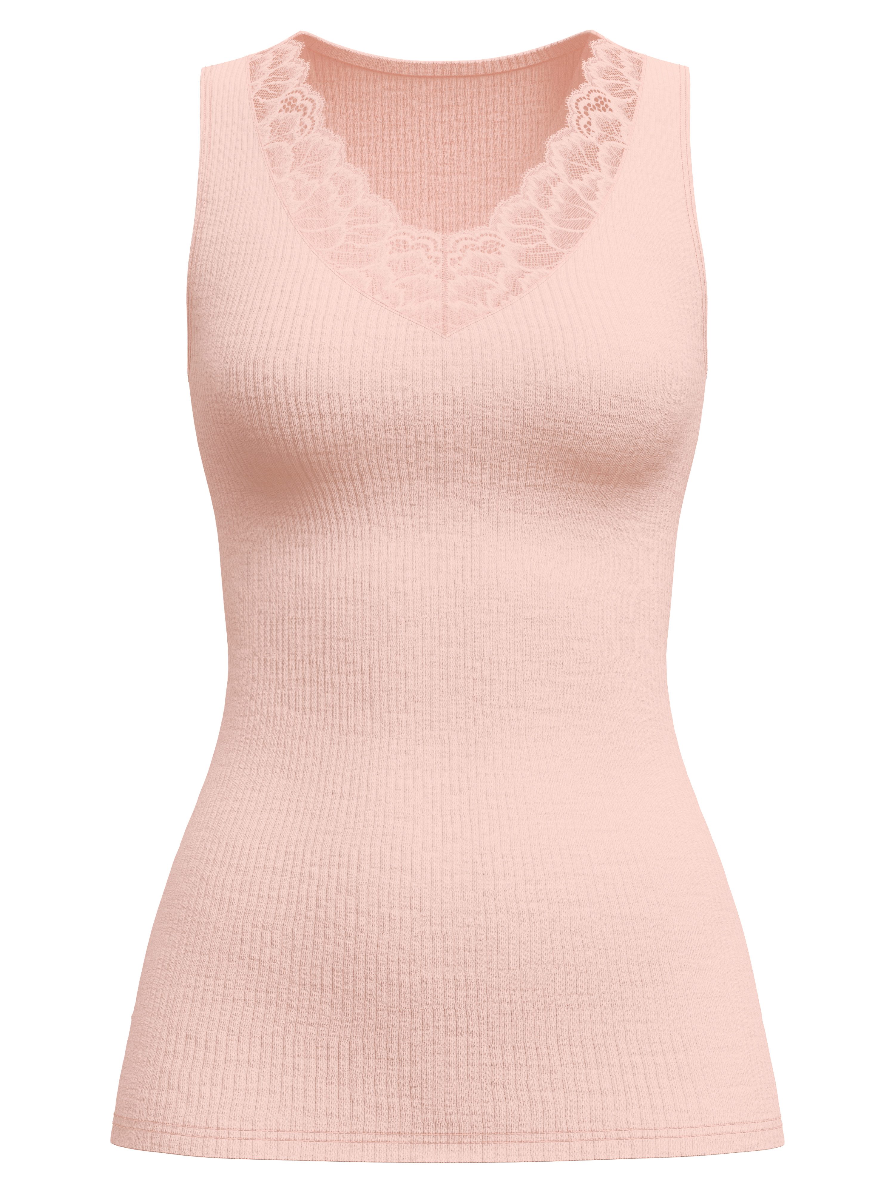 CALIDA Tanktop Silky Wool Joy mit Spitze, basic, eng, feminin, Wollmix