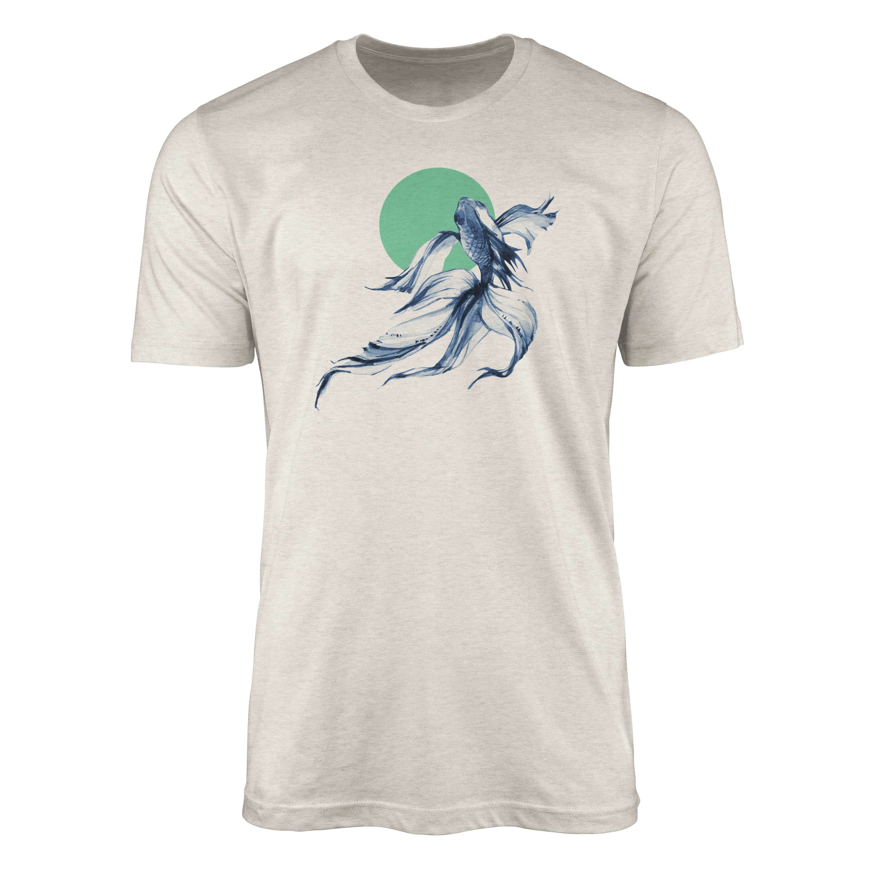 Sinus Art T-Shirt Herren Shirt 100% gekämmte Bio-Baumwolle T-Shirt Kampffisch Wasserfarben Motiv Nachhaltig Ökomode a (1-tlg)