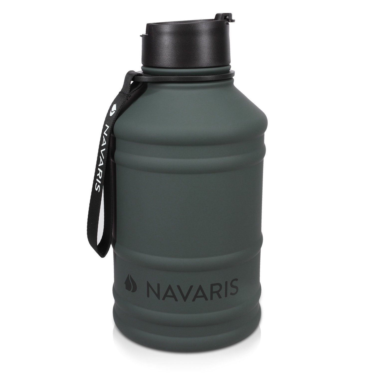 Sport XXL 2,2l Wasserflasche Water - Jug Flasche Gym Navaris Bottle Trinkflasche Anthrazit