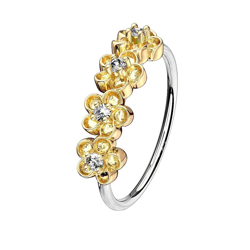 Nasenpiercing Piercing Ring mit 4 Kristall Blüten