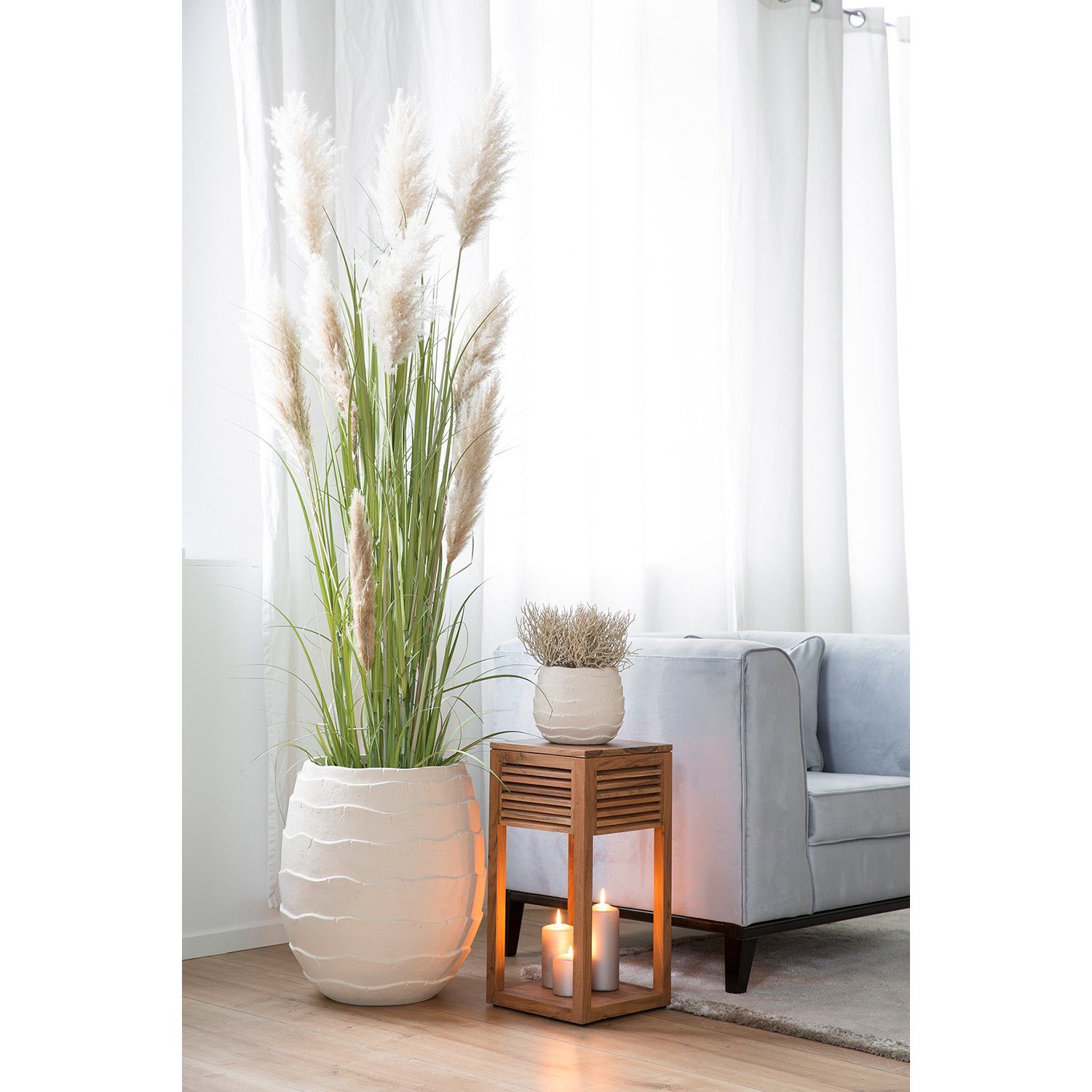 Übertopf COCON Übertopf - creme - Kalkstein - H. 38cm x D. 45cm - Blumentopf