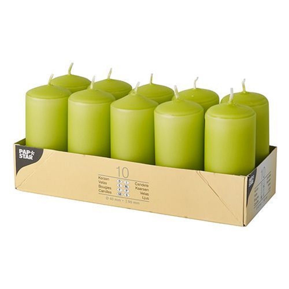 PAPSTAR Stumpenkerze 10 Stumpenkerzen 4x9cm - kiwi günstig online kaufen
