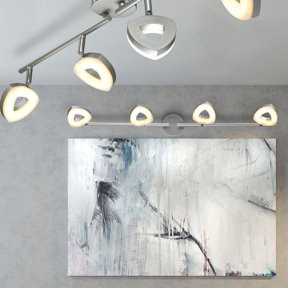 Esto LED Deckenleuchte, LED-Leuchtmittel fest verbaut, Warmweiß, Spotleiste 4 Strahler Deckenleuchte schwenkbar Wohnzimmerleuchte