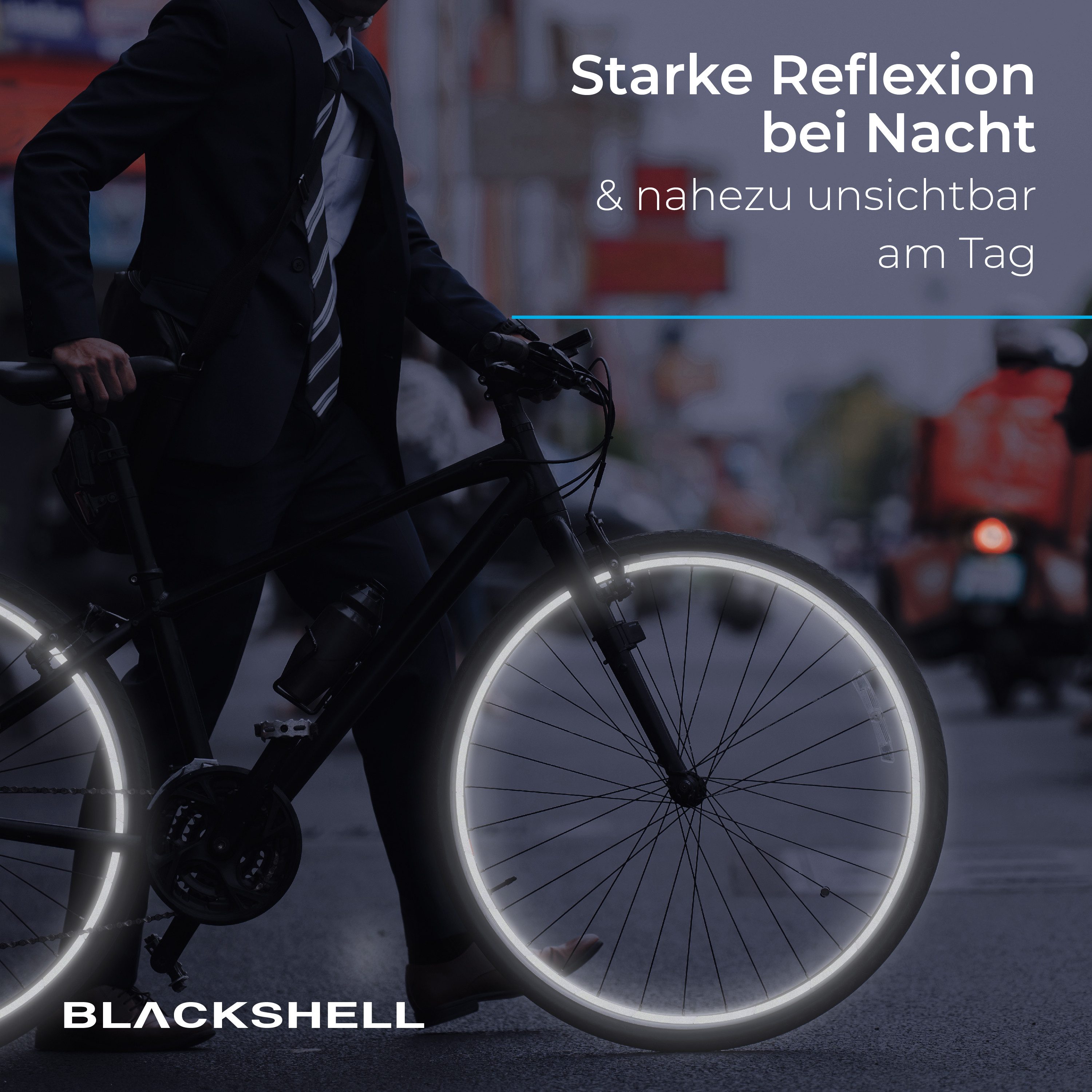 Blackshell Reflektor-Aufkleber Reflektierende Aufkleber für die Fahrradfelge passend für 26-29 Zoll – Bild 3 von 5