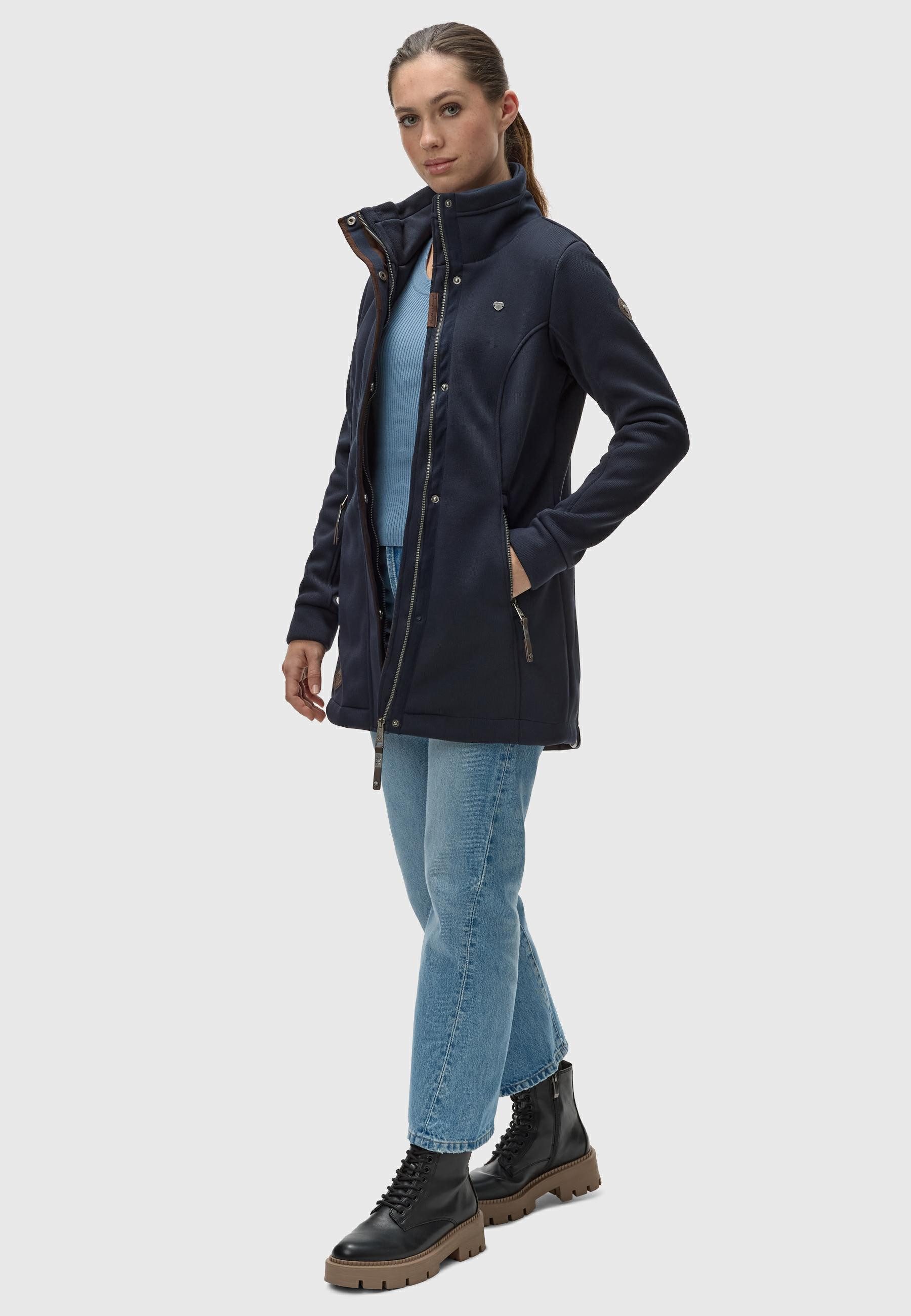 Ragwear Sweatjacke Letrice Bonded Elegante Zip-Jacke mit hohem Kragen in Feinstrickoptik