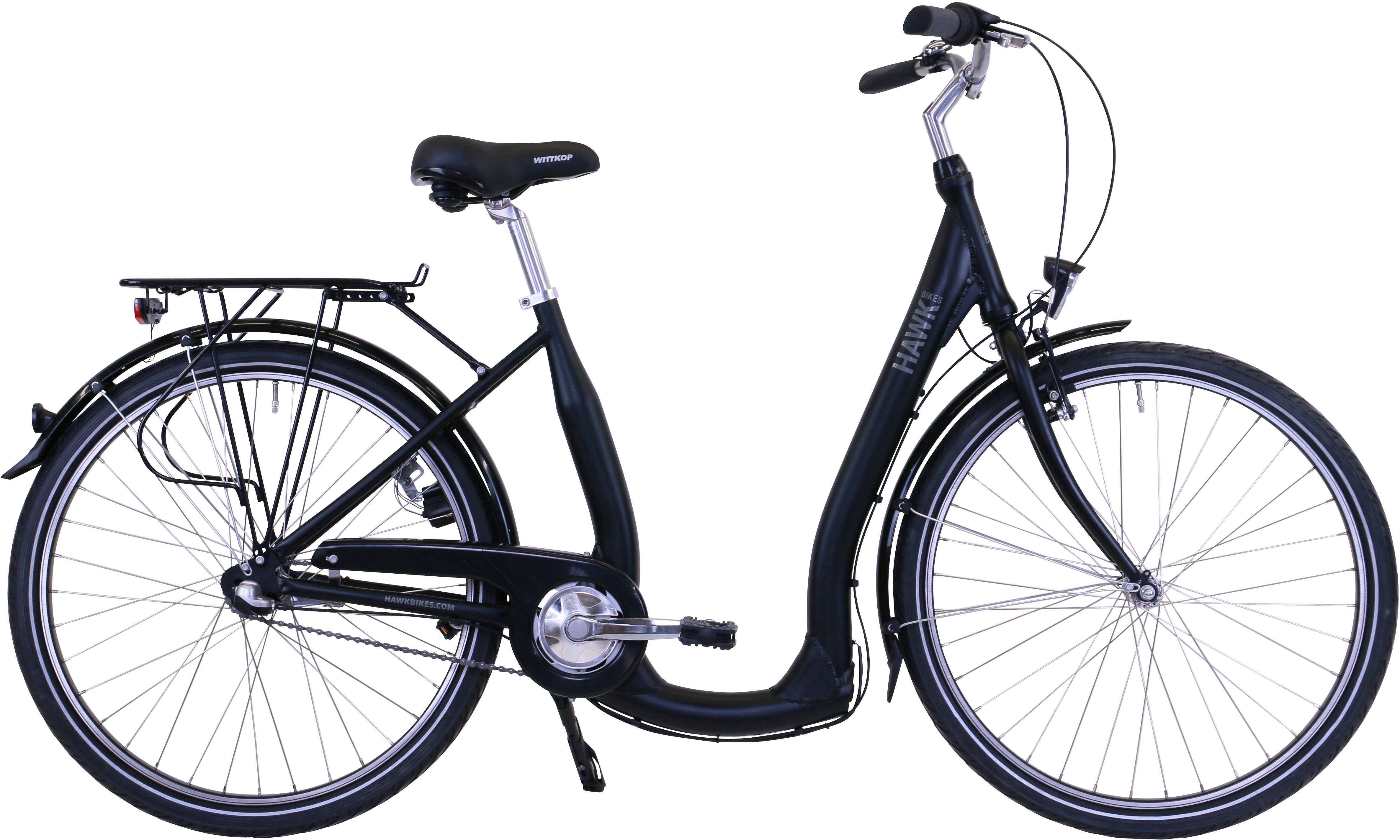 HAWK Bikes Cityrad HAWK City Comfort Premium Black, 3 Gang Shimano Nexus Schaltwerk