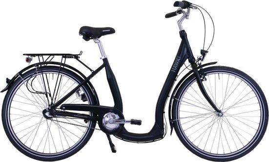HAWK Bikes Cityrad »HAWK City Comfort Premium Black«, 3 Gang Shimano Nexus Schaltwerk
