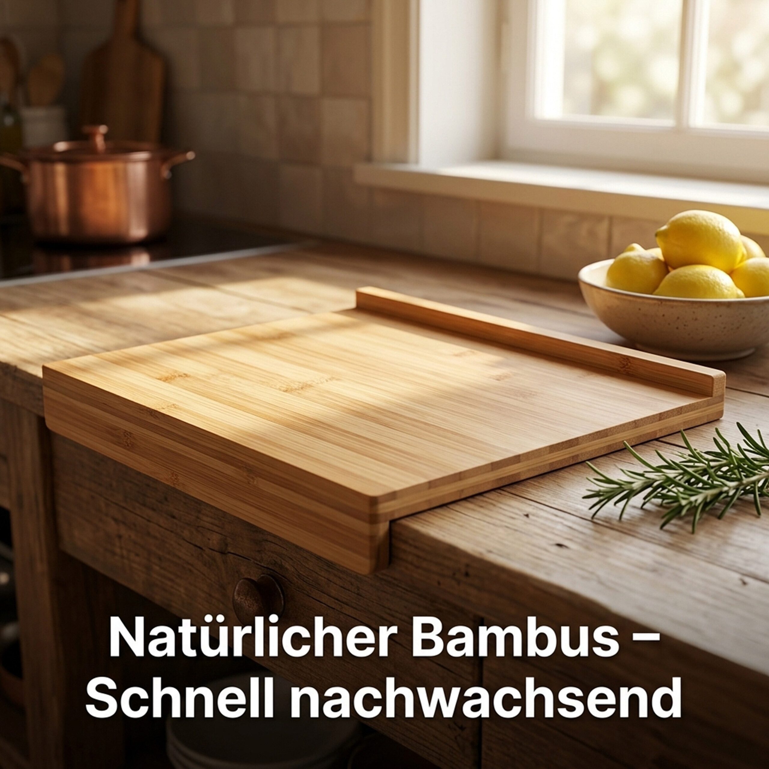 relaxdays Tranchierbrett Bambus Doppelkante, Bambus, (1-St) – Bild 3 von 5